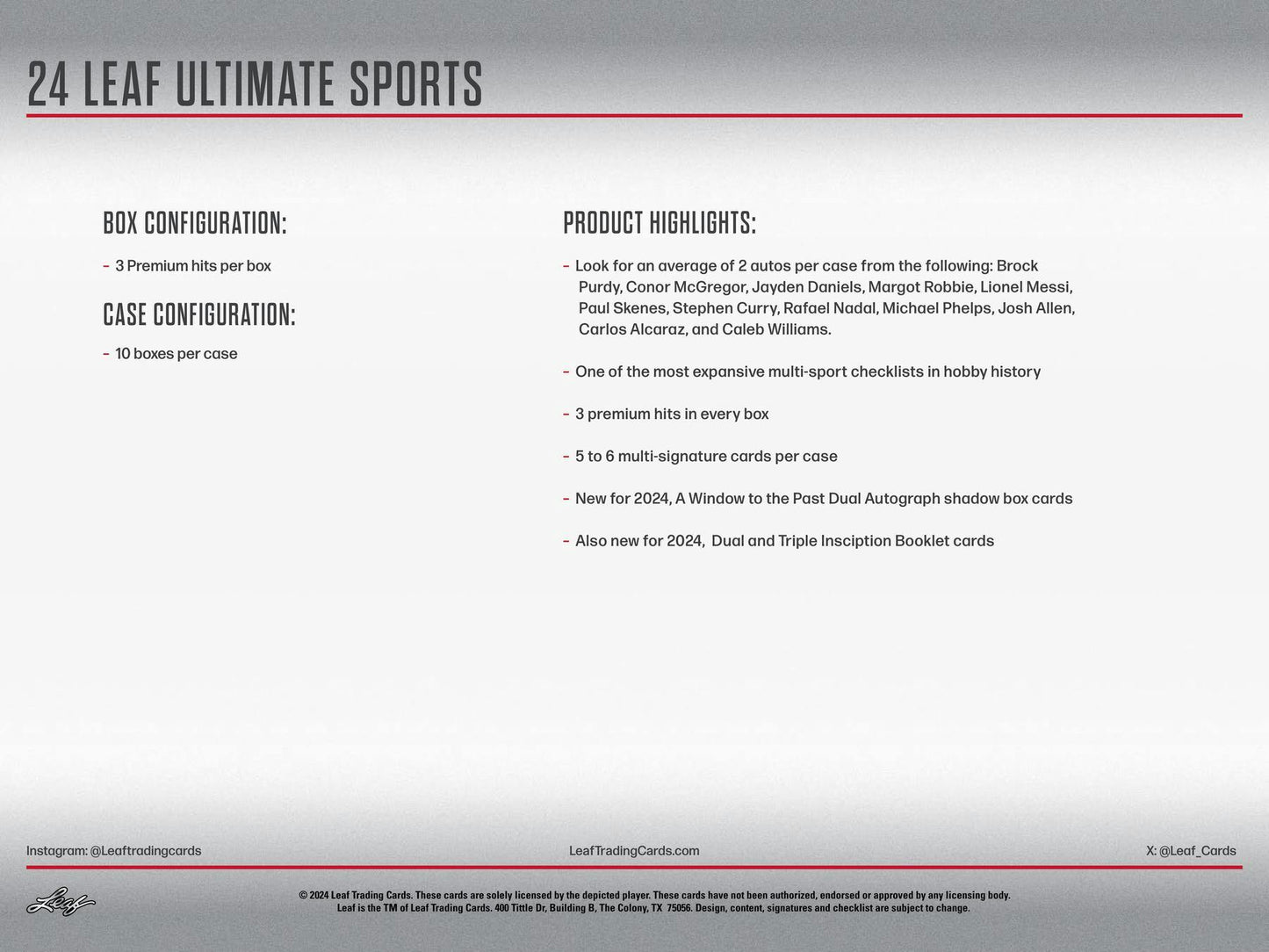 2024 Leaf Ultimate Sports Hobby Box - Columbia Hobby - Sports Card Boxes - Toploaders - Card Savers