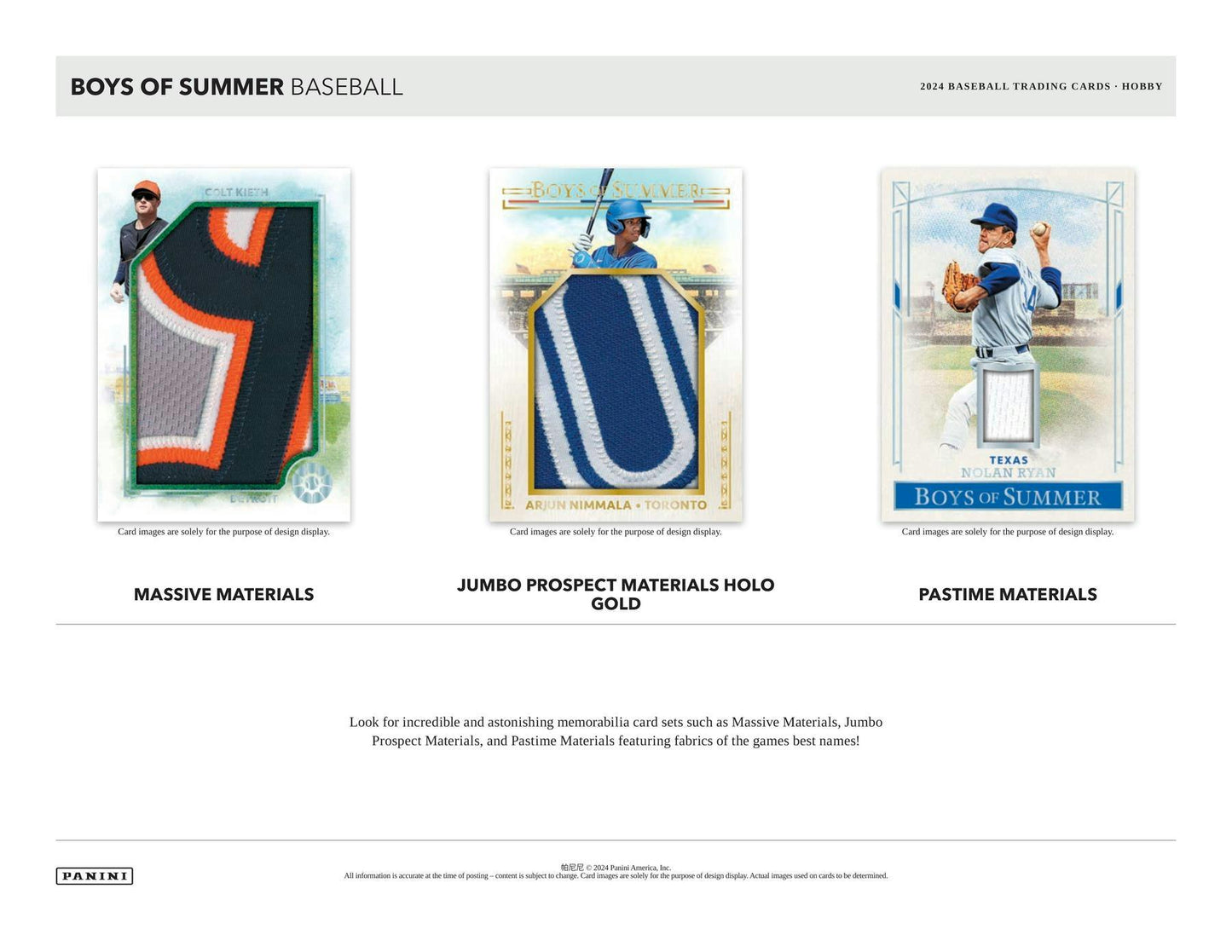 2024 Panini Boys of Summer Baseball Hobby Box - Columbia Hobby - Sports Card Boxes - Toploaders - Card Savers