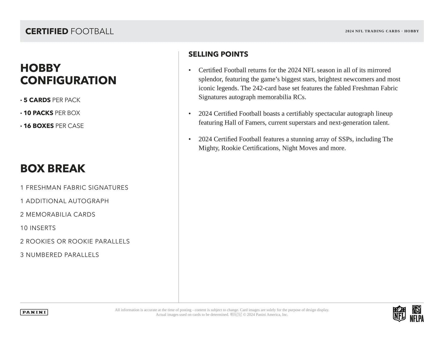 2024 Panini Certified Football Hobby Box - Columbia Hobby - Sports Card Boxes - Toploaders - Card Savers