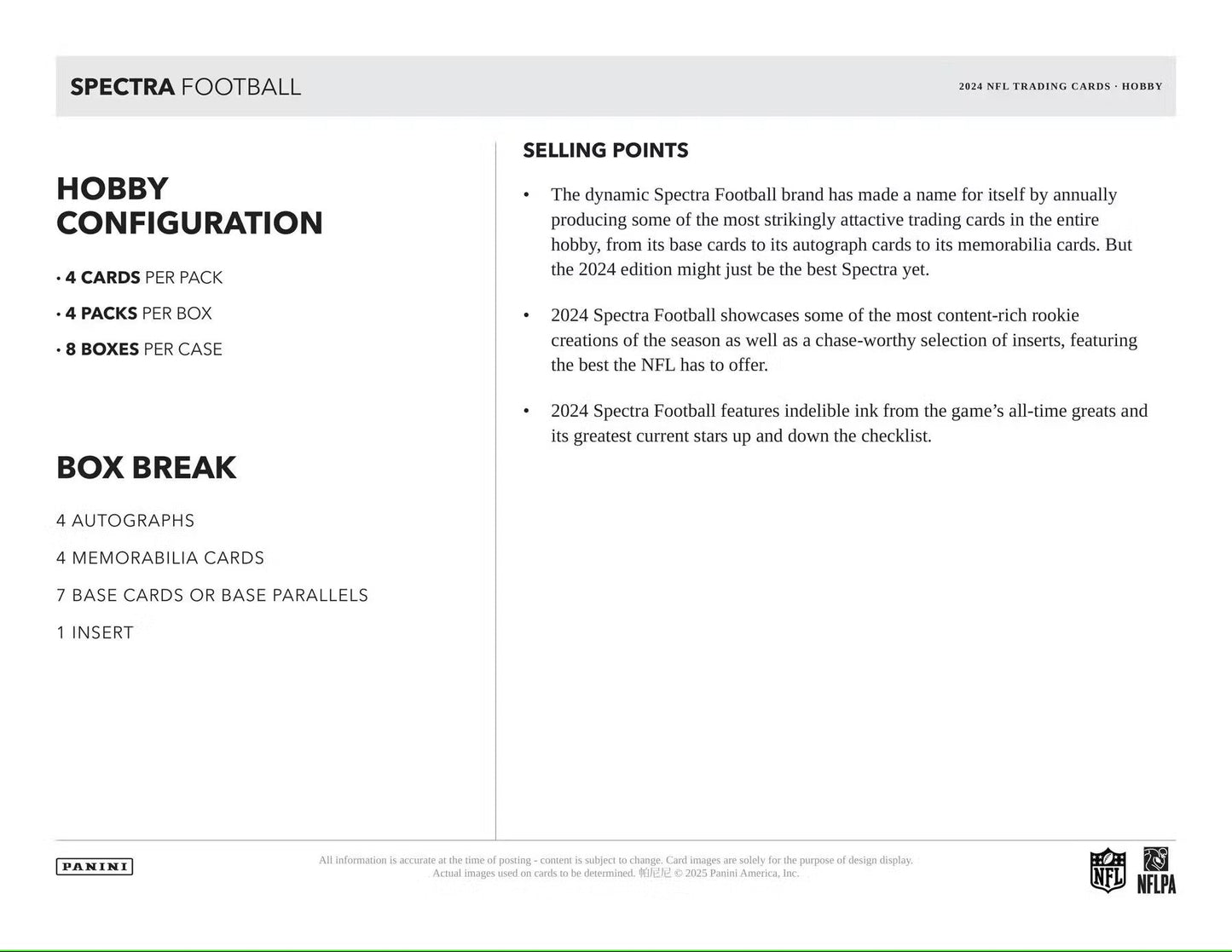 2024 Panini Spectra Football Hobby Box - Columbia Hobby - Sports Card Boxes - Toploaders - Card Savers