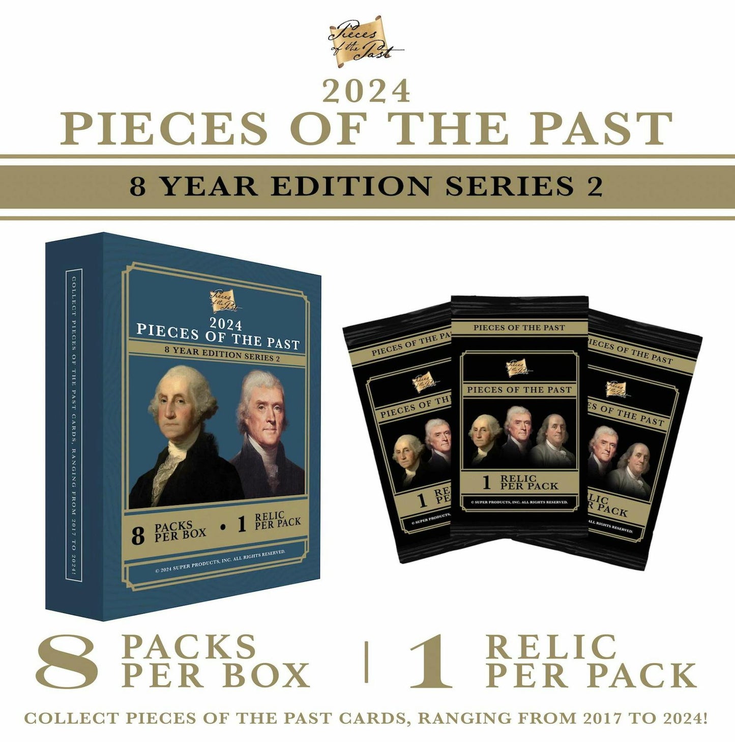 2024 Pieces of The Past 8 Year Series 2 Collection Box - Columbia Hobby - Sports Card Boxes - Toploaders - Card Savers