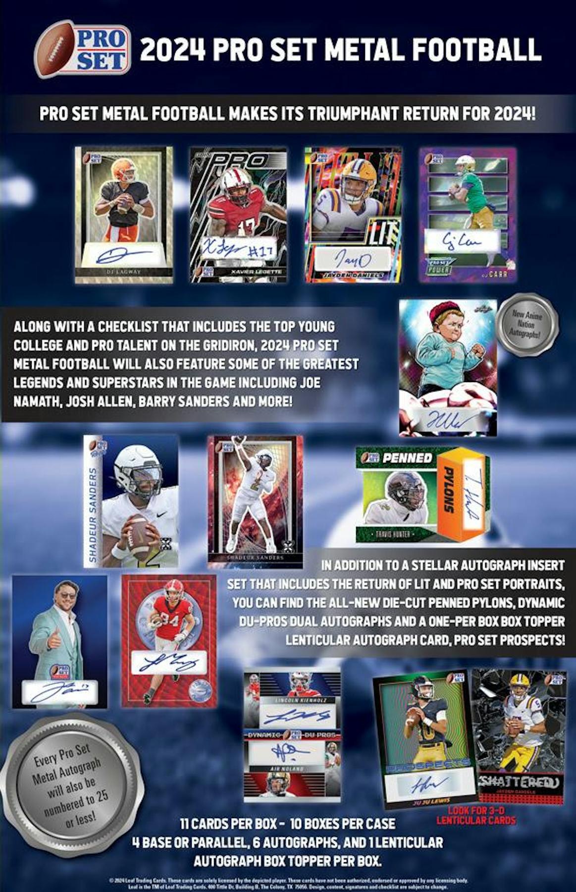 2024 Pro Set Metal Football Hobby Box - Columbia Hobby - Sports Card Boxes - Toploaders - Card Savers