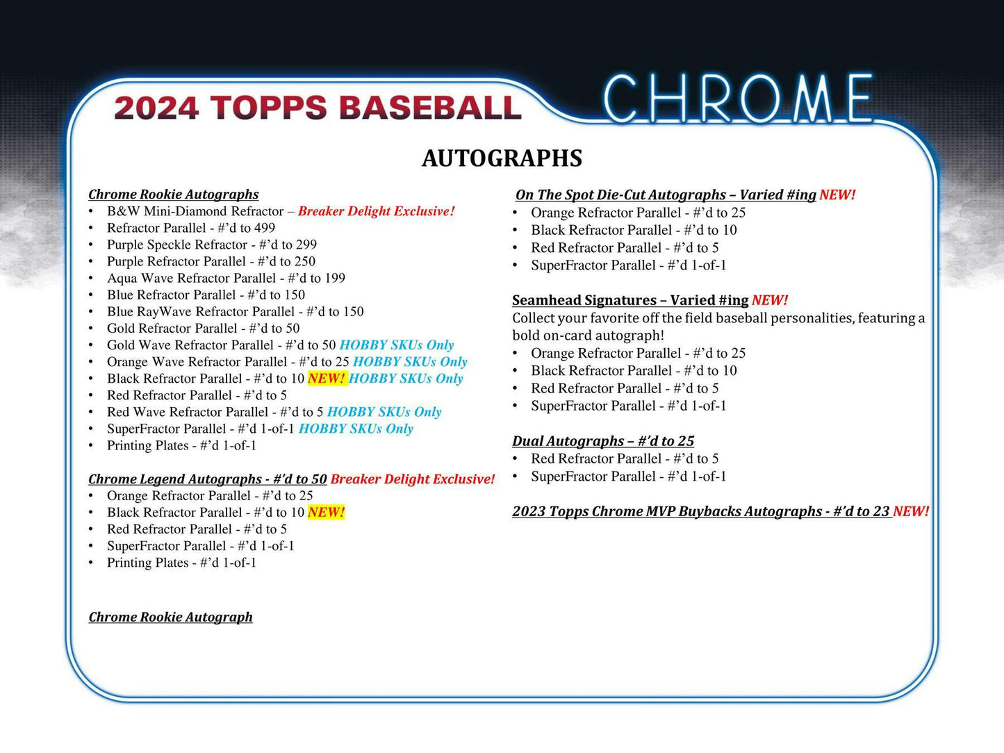 2024 Topps Chrome Baseball Breakers Delight Box - Columbia Hobby - Sports Card Boxes - Toploaders - Card Savers
