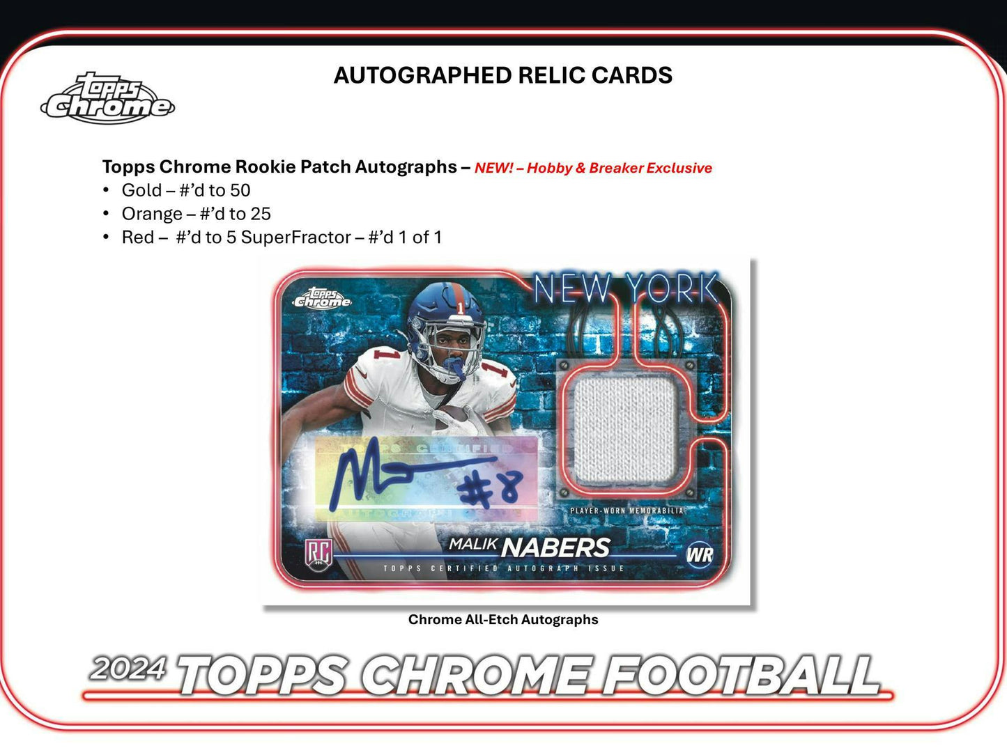 2024 Topps Chrome Football Hobby Box - Columbia Hobby - Sports Card Boxes - Toploaders - Card Savers