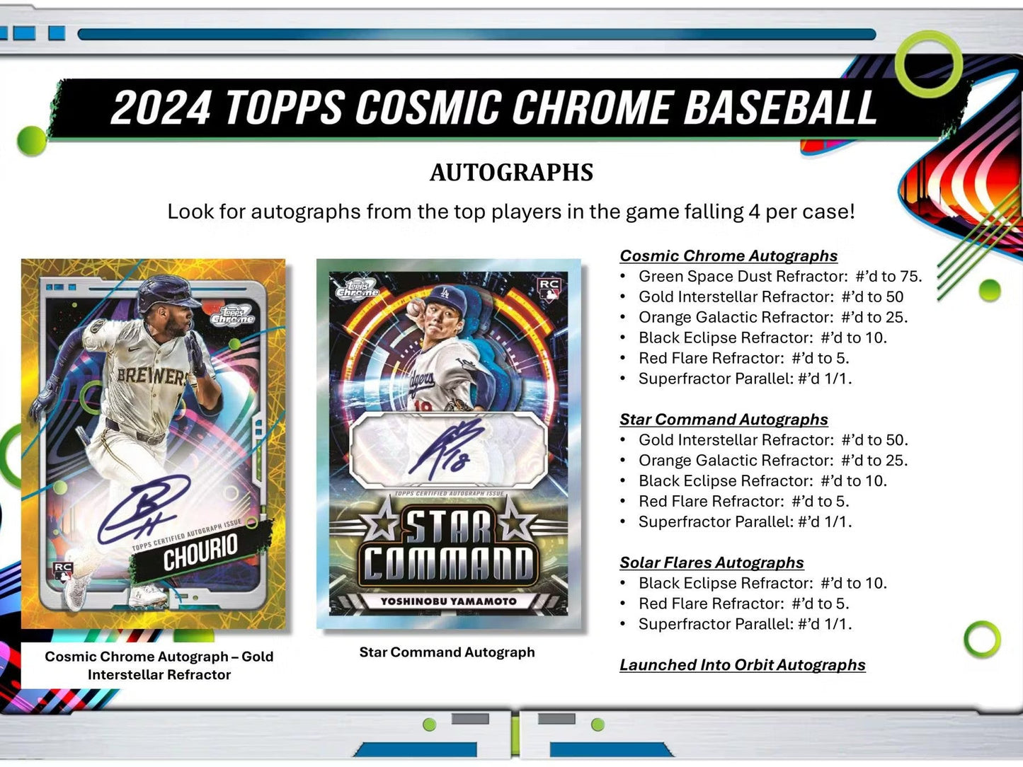 2024 Topps Cosmic Chrome Baseball Hobby Box - Columbia Hobby - Sports Card Boxes - Toploaders - Card Savers