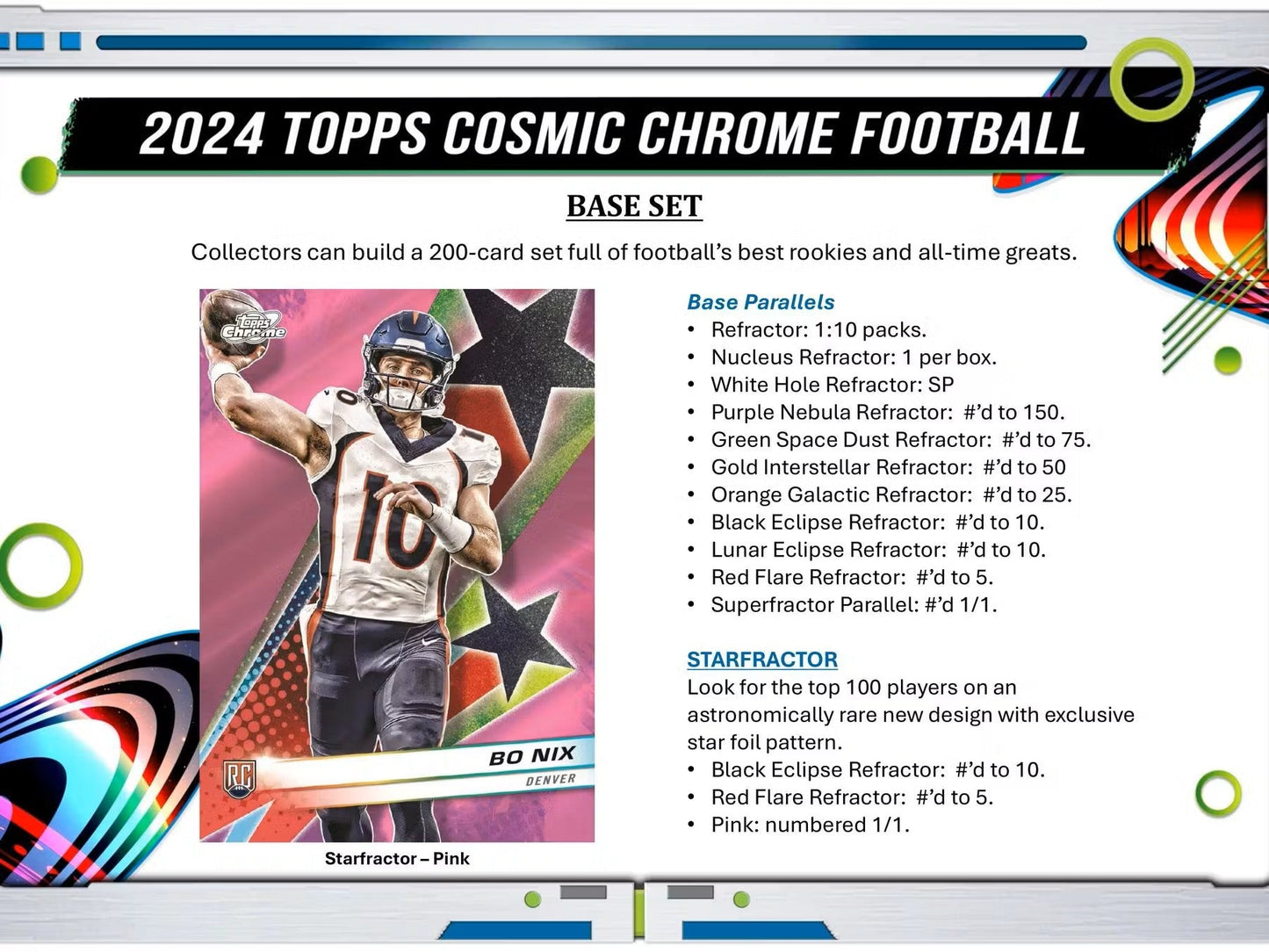 2024 Topps Cosmic Chrome Football Hobby Box - Columbia Hobby - Sports Card Boxes - Toploaders - Card Savers