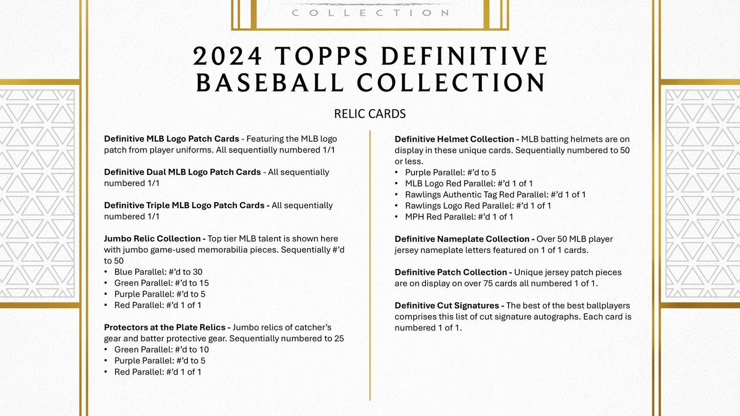 2024 Topps Definitive Collection Baseball Hobby Box - Columbia Hobby - Sports Card Boxes - Toploaders - Card Savers