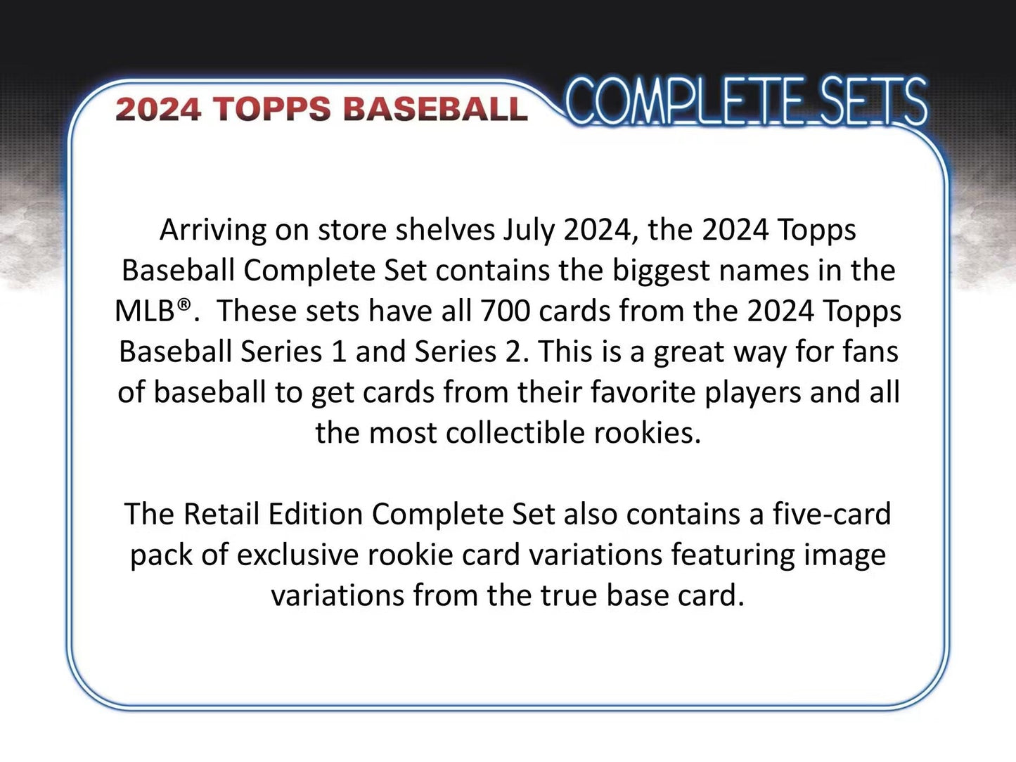 2024 Topps Factory Set Baseball Retail (Box) - Columbia Hobby - Sports Card Boxes - Toploaders - Card Savers
