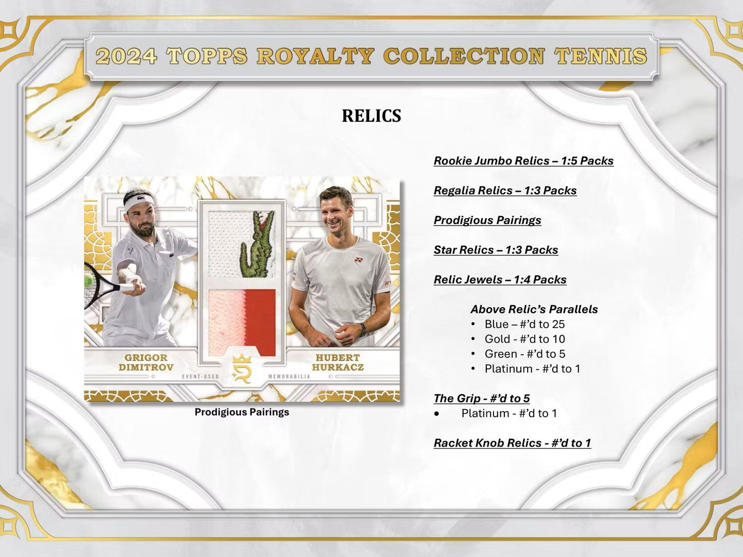 2024 Topps Royalty Collection Tennis Hobby Box - Columbia Hobby - Sports Card Boxes - Toploaders - Card Savers
