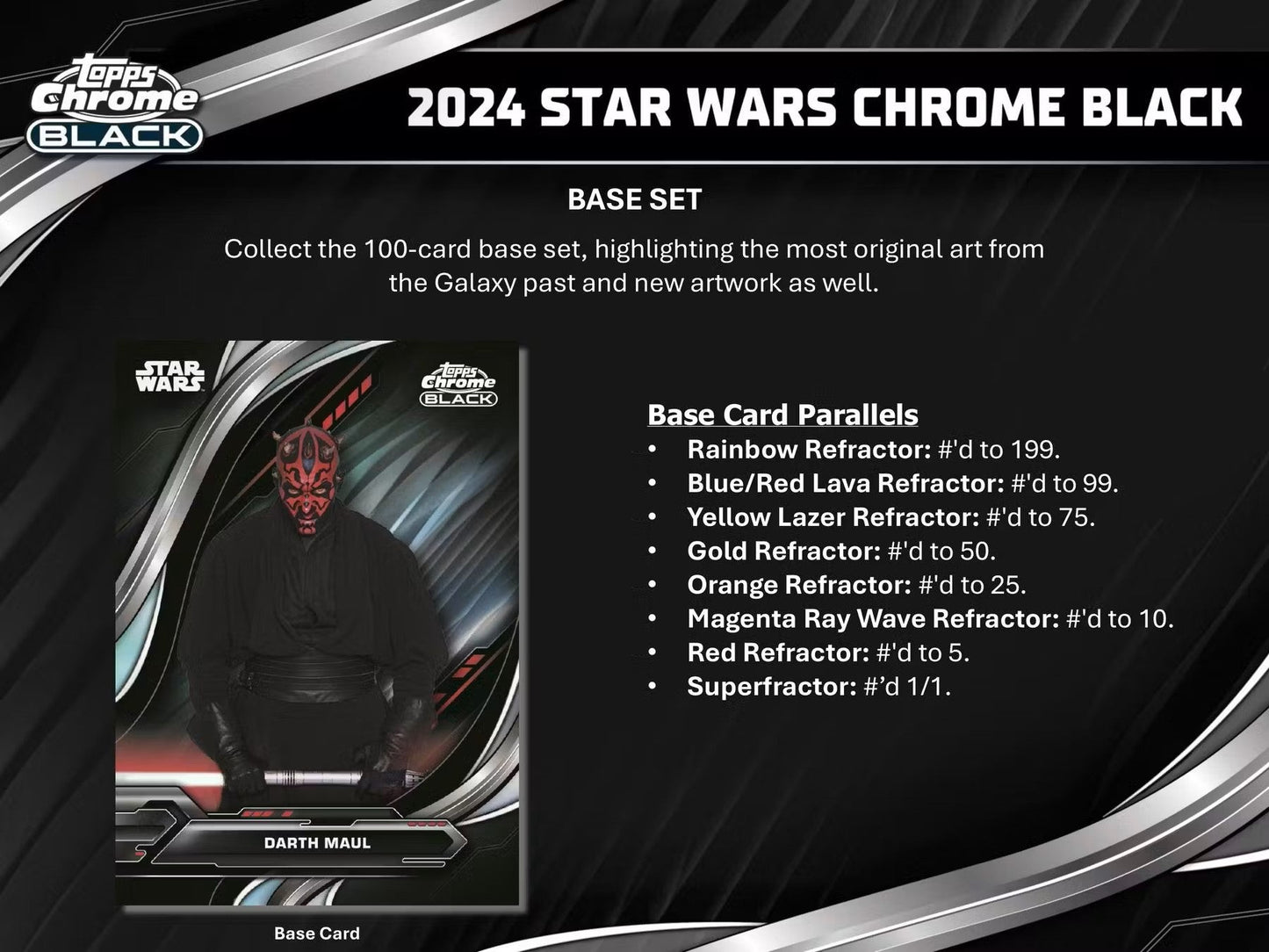 2024 Topps Star Wars Chrome Black Hobby Box - Columbia Hobby - Sports Card Boxes - Toploaders - Card Savers