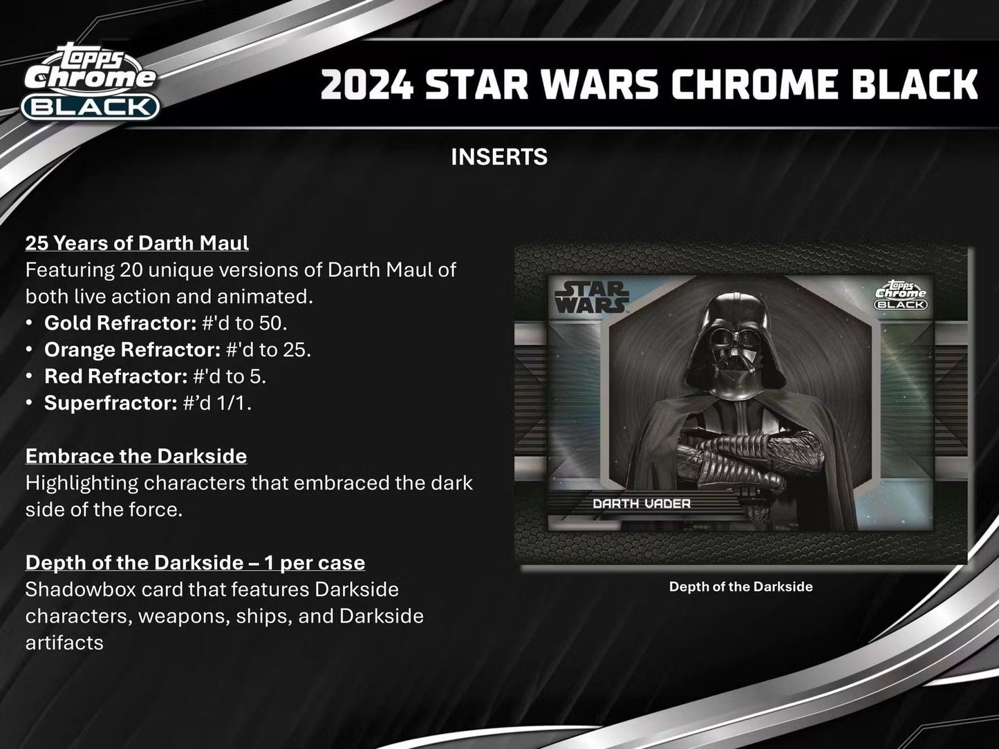 2024 Topps Star Wars Chrome Black Hobby Box - Columbia Hobby - Sports Card Boxes - Toploaders - Card Savers