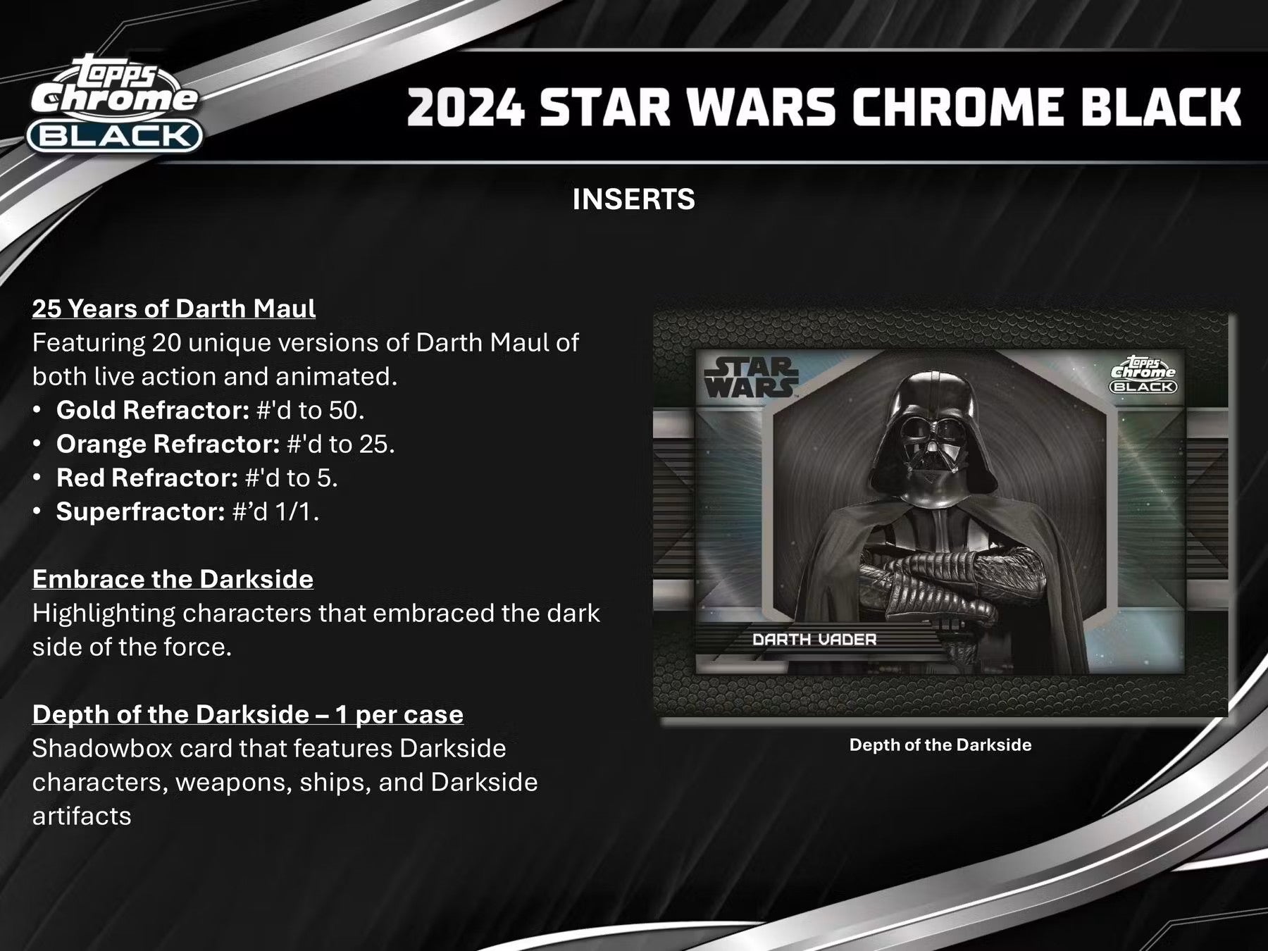 2024 Topps Star Wars Chrome Black Hobby Box - Columbia Hobby - Sports Card Boxes - Toploaders - Card Savers