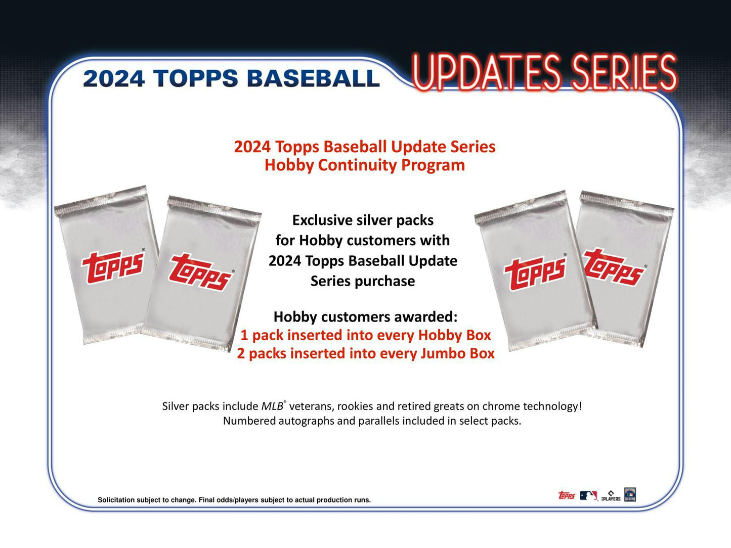 2024 Topps Update Series Baseball Hobby Jumbo Box - Columbia Hobby - Sports Card Boxes - Toploaders - Card Savers