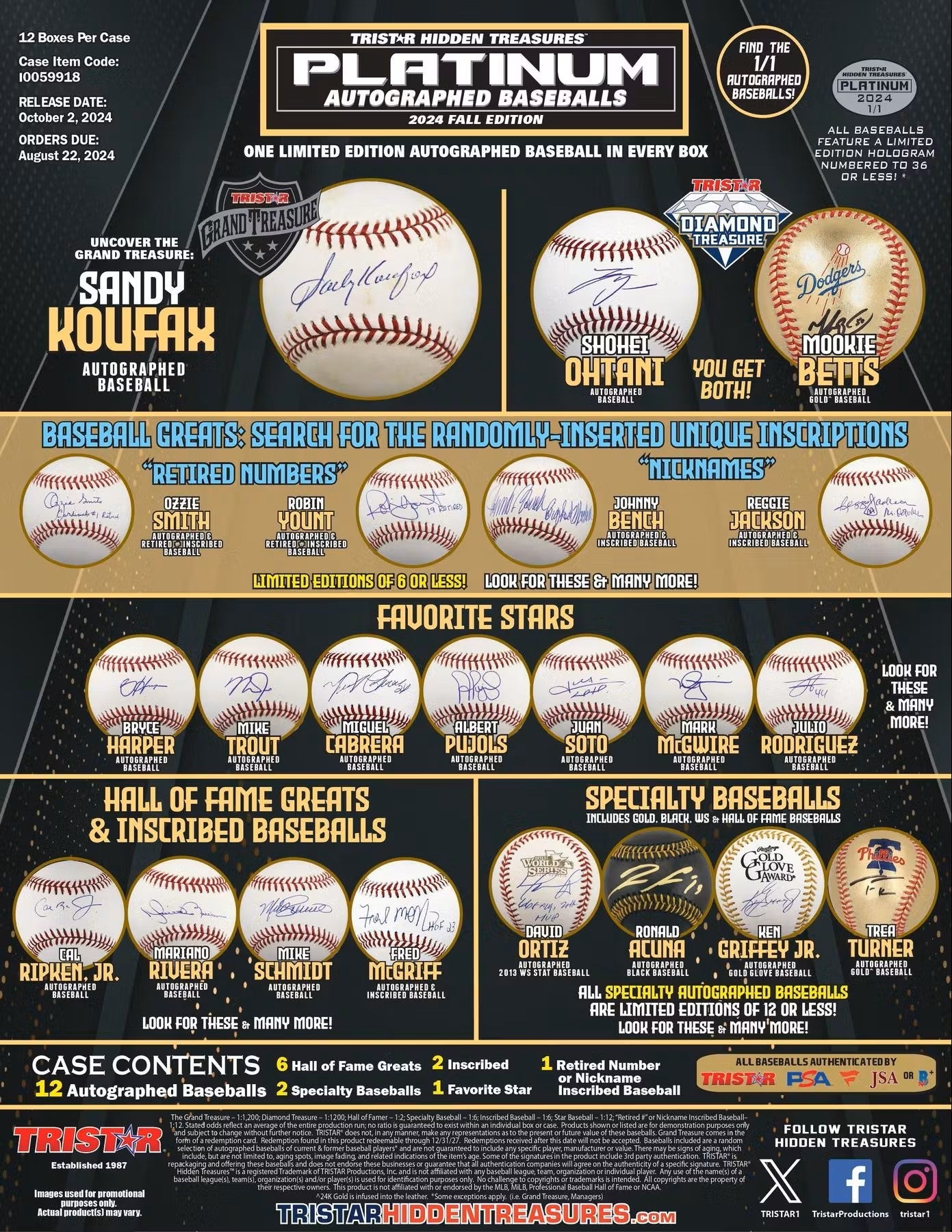 2024 TriStar Hidden Treasures Platinum Autographed Baseball Fall Edition Hobby Box - Columbia Hobby - Sports Card Boxes - Toploaders - Card Savers