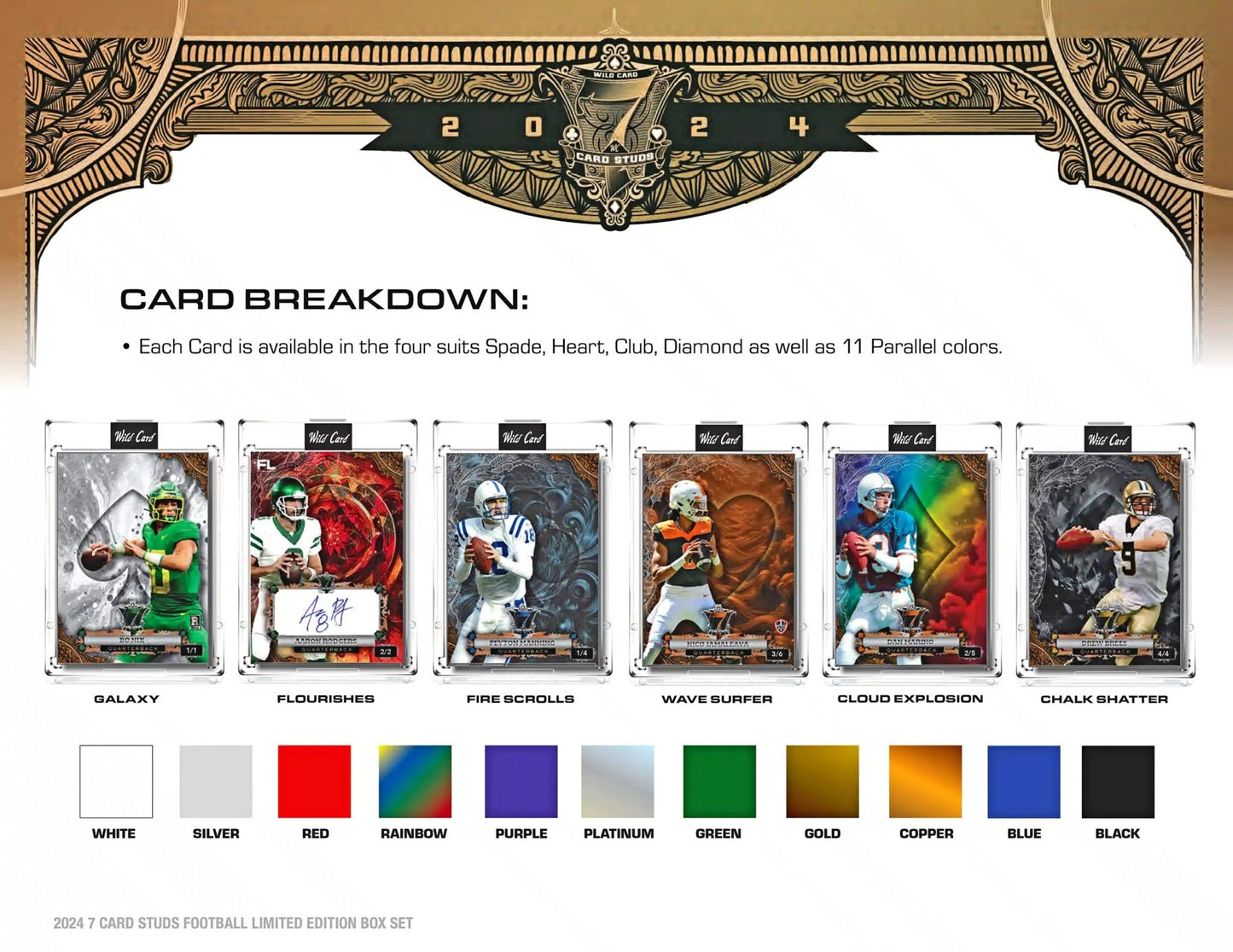 2024 Wild Card 7 Card Studs Metal All Quarterback Edition Football Hobby Box - Columbia Hobby - Sports Card Boxes - Toploaders - Card Savers