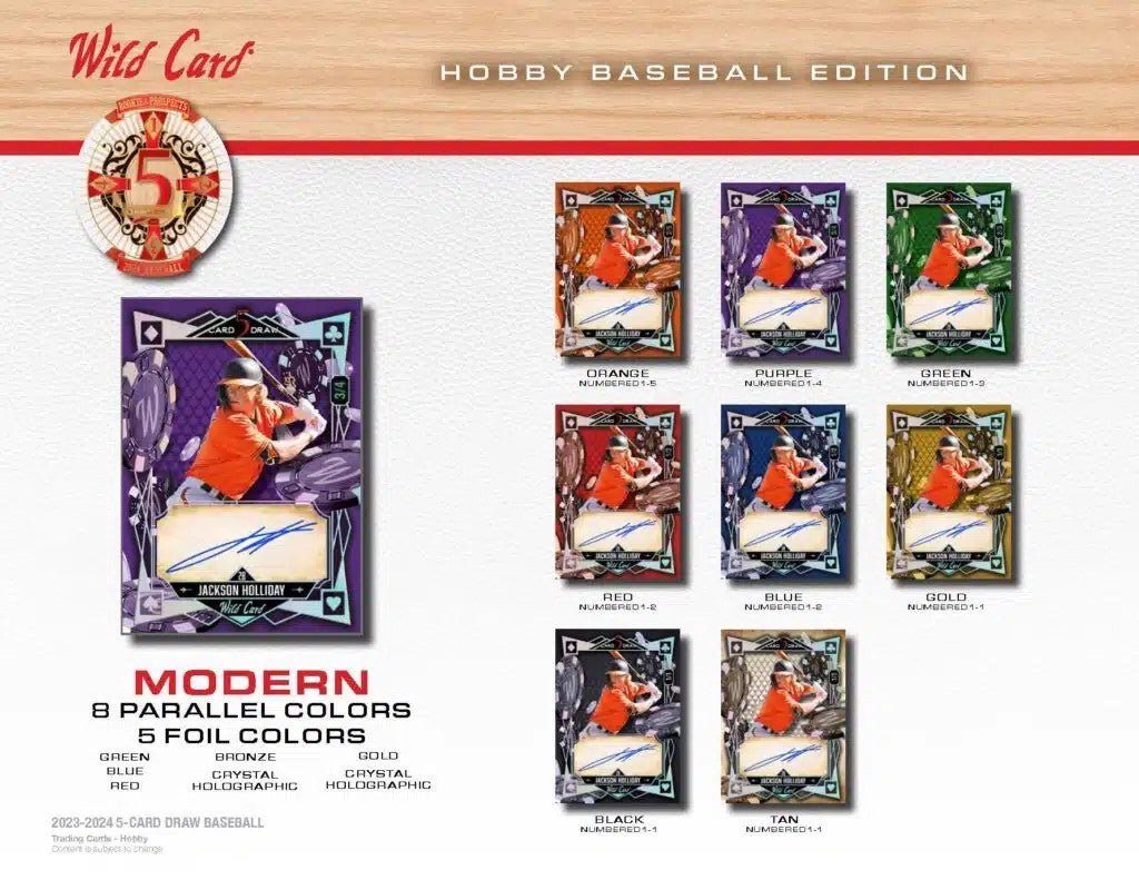 2024 Wild Card Five Card Draw Baseball Hobby Box - Columbia Hobby - Sports Card Boxes - Toploaders - Card Savers