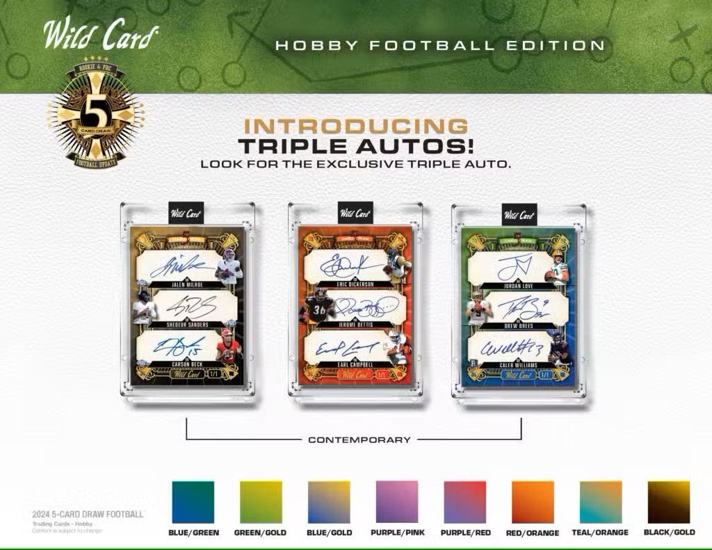 2024 Wild Card Five Card Draw Football Hobby Box - Columbia Hobby - Sports Card Boxes - Toploaders - Card Savers