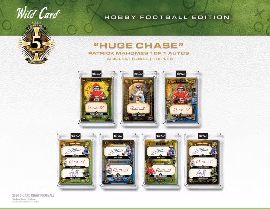 2024 Wild Card Five Card Draw Football Hobby Box - Columbia Hobby - Sports Card Boxes - Toploaders - Card Savers