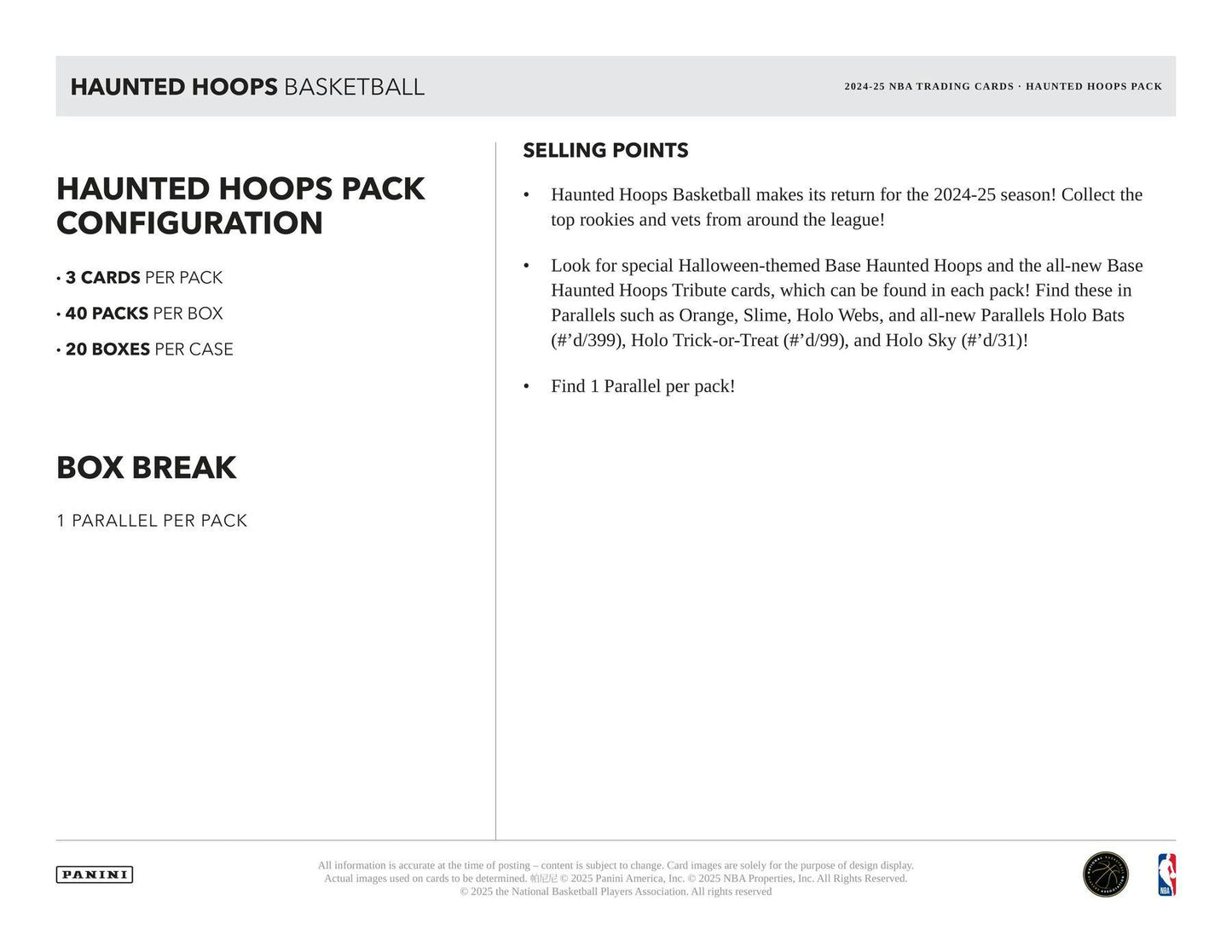 2024/25 Panini Haunted Hoops Halloween Basketball Retail Box | Columbia Sports Cards - Columbia Hobby - Sports Card Boxes - Toploaders - Card Savers