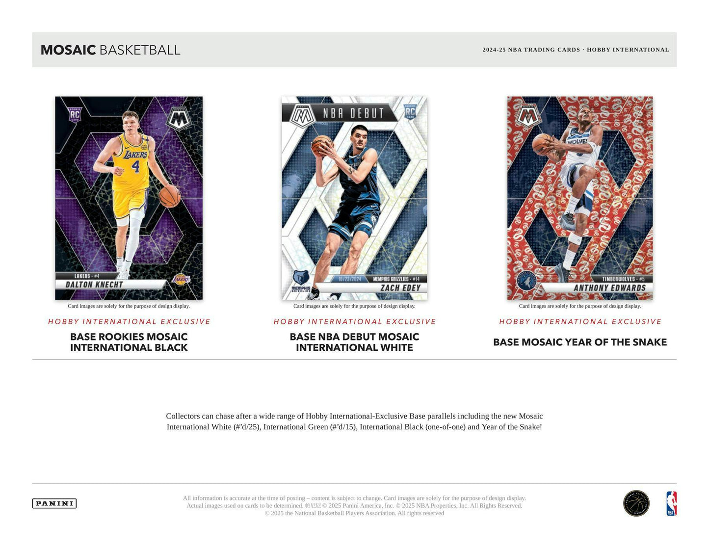 2024/25 Panini Mosaic Basketball International Hobby Box | Columbia Sports Cards - Columbia Hobby - Sports Card Boxes - Toploaders - Card Savers