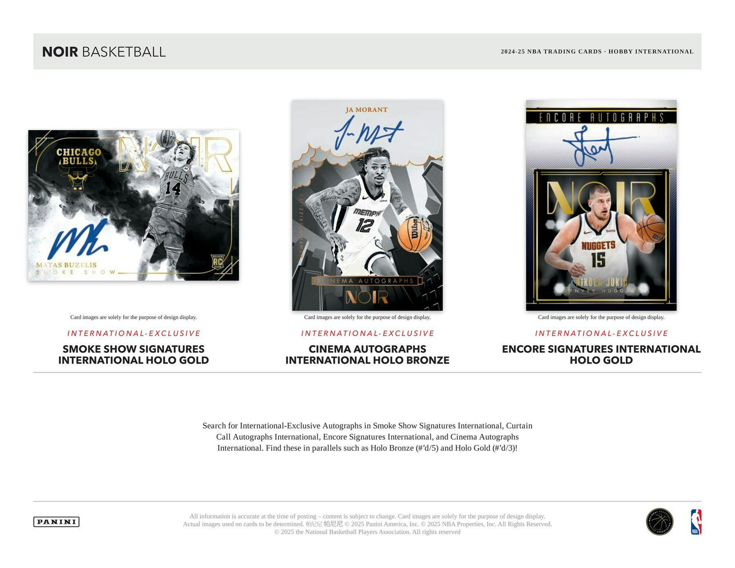 2024/25 Panini Noir Basketball International Hobby Box | Columbia Sports Cards - Columbia Hobby - Sports Card Boxes - Toploaders - Card Savers
