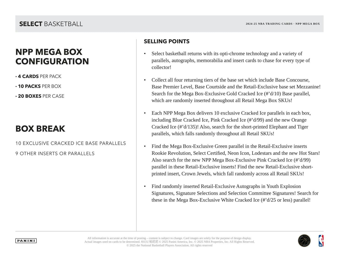 2024/25 Panini Select Basketball Mega Box (Cracked Ice Parallels) | Columbia Sports Cards - Columbia Hobby - Sports Card Boxes - Toploaders - Card Savers