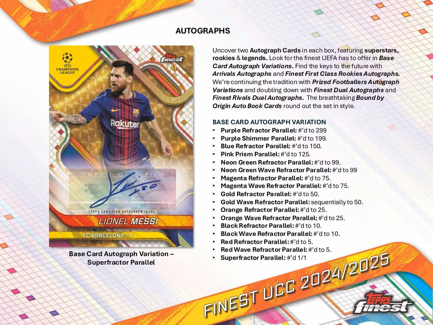 2024/25 Topps UEFA Club Competitions Finest Soccer Hobby Box - Columbia Hobby - Sports Card Boxes - Toploaders - Card Savers