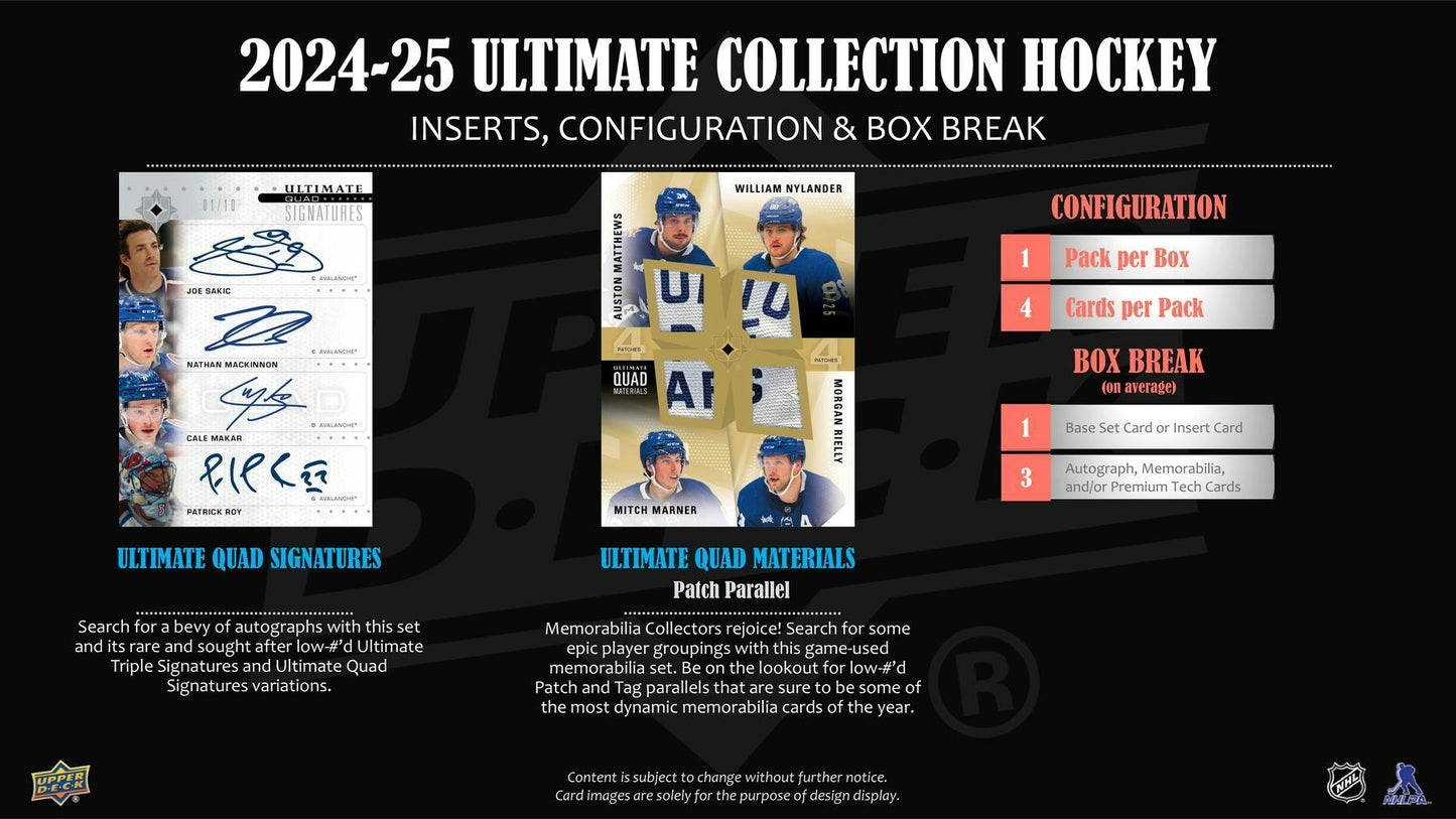 2024/25 Upper Deck Ultimate Collection Hockey Hobby Box - Columbia Hobby - Sports Card Boxes - Toploaders - Card Savers
