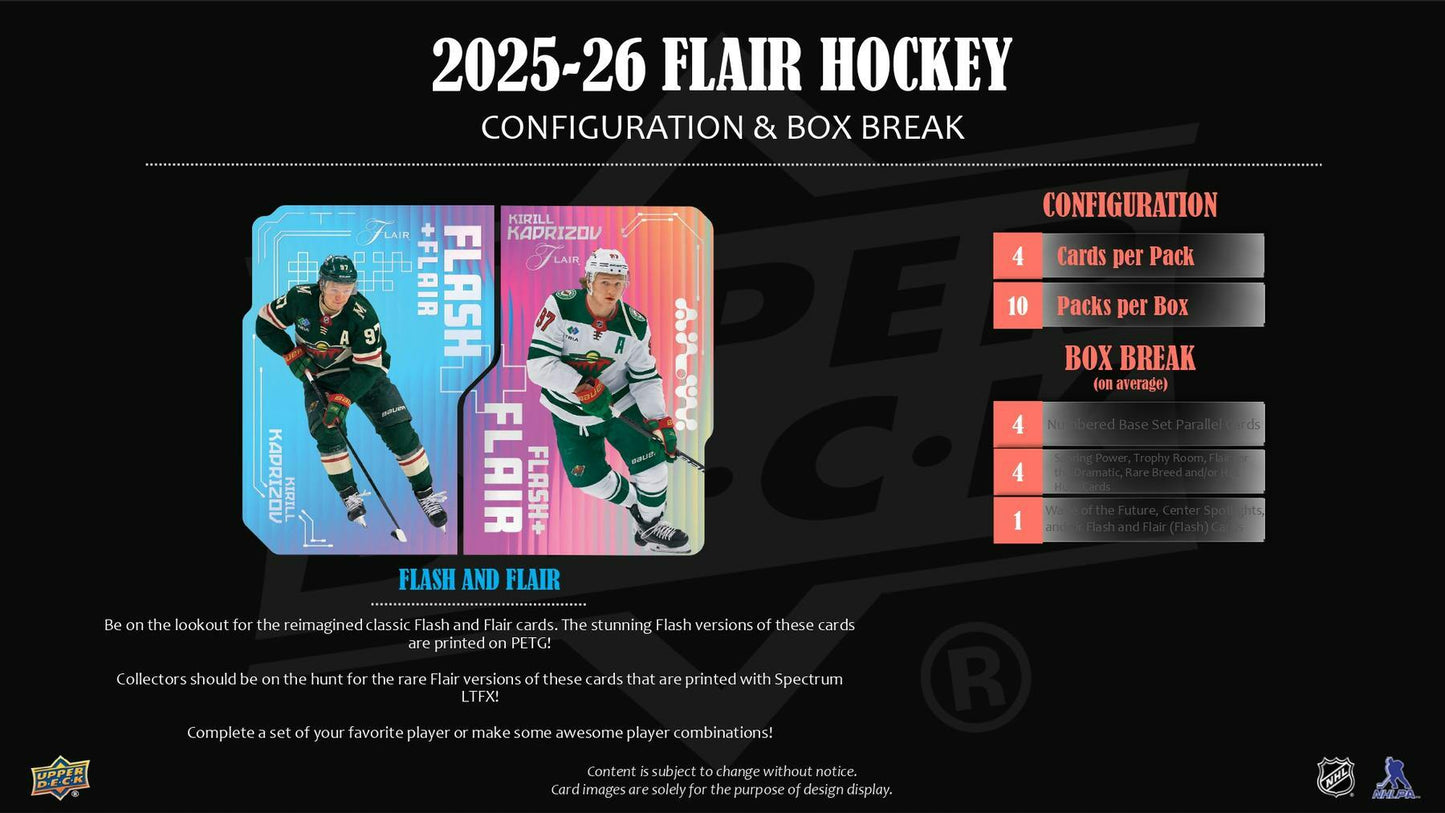2025 - 26 Upper Deck Flair Hockey Hobby Box - Columbia Hobby - Sports Card Boxes - Toploaders - Card Savers