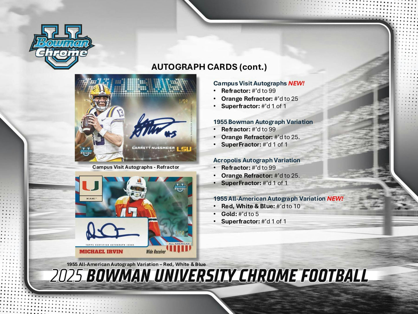 2025 Bowman University Chrome Football Hobby Jumbo Box | Columbia Sports Cards - Columbia Hobby - Sports Card Boxes - Toploaders - Card Savers