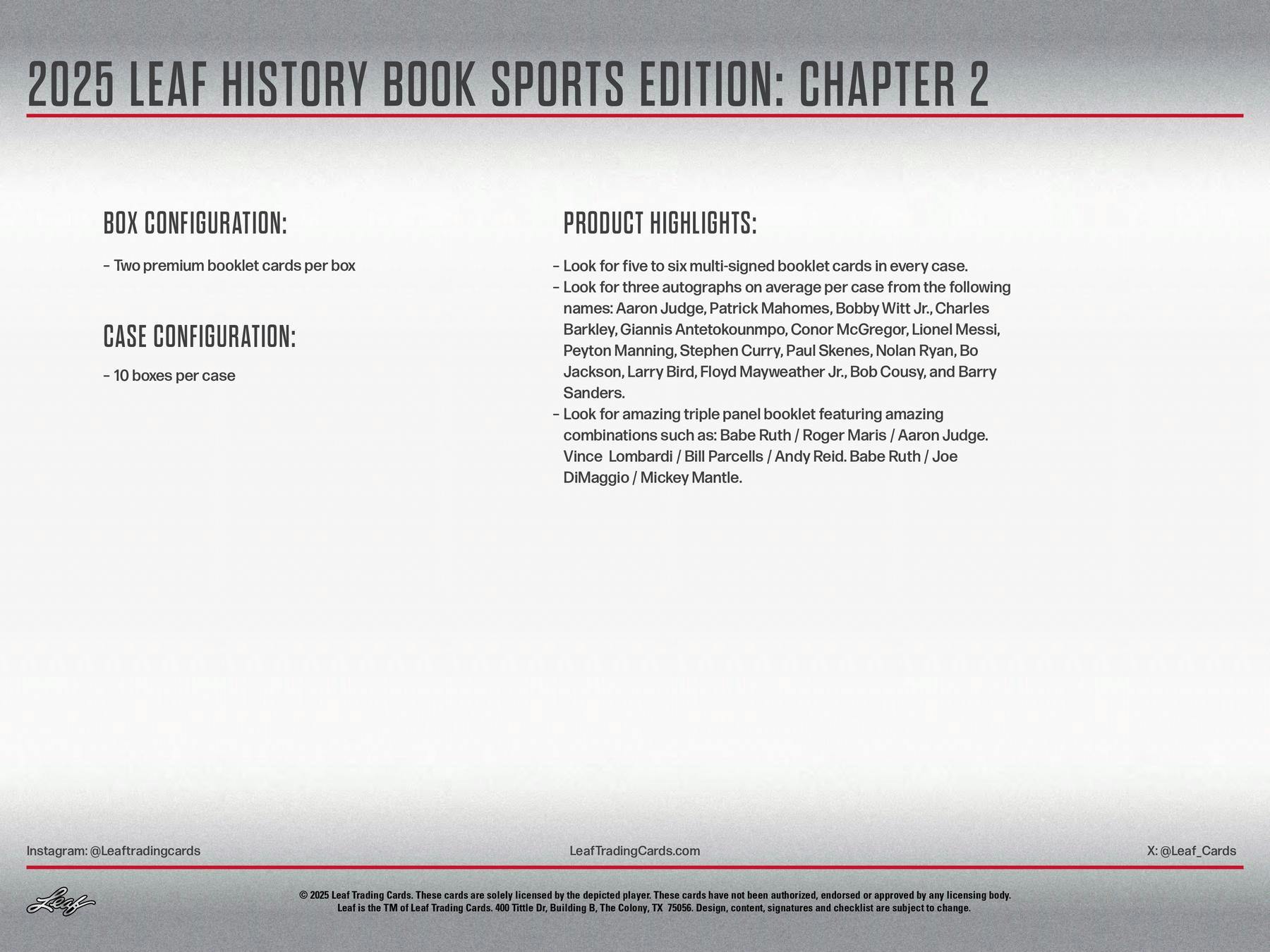 2025 Leaf History Book Sports Edition: Chapter 2 Hobby Box | Columbia Sports Cards - Columbia Hobby - Sports Card Boxes - Toploaders - Card Savers