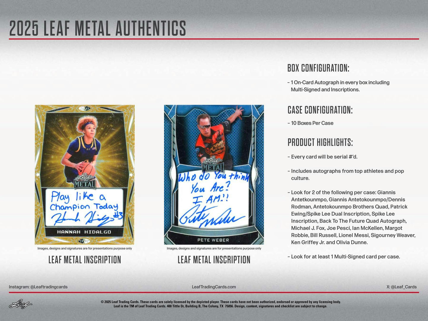 2025 Leaf Metal Authentics Hobby Box | Columbia Sports Cards - Columbia Hobby - Sports Card Boxes - Toploaders - Card Savers