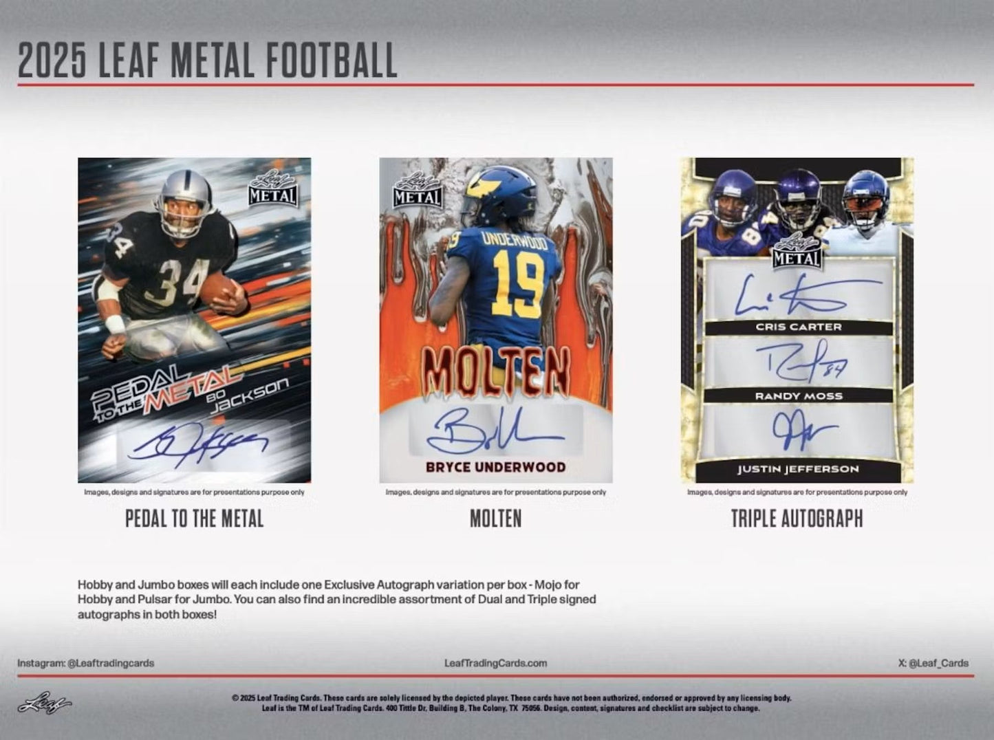 2025 Leaf Metal Football Hobby Box - Columbia Hobby - Sports Card Boxes - Toploaders - Card Savers