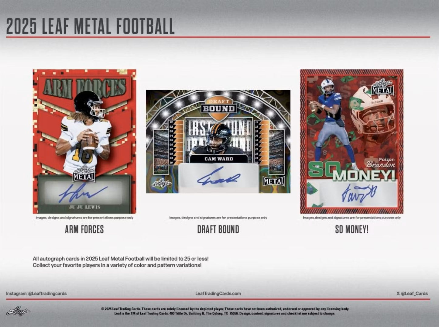 2025 Leaf Metal Football Hobby Box - Columbia Hobby - Sports Card Boxes - Toploaders - Card Savers
