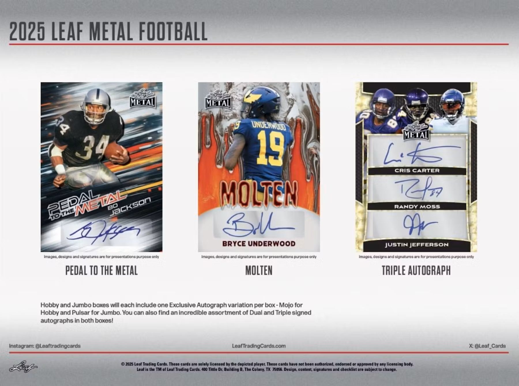 2025 Leaf Metal Football Hobby Jumbo Box - Columbia Hobby - Sports Card Boxes - Toploaders - Card Savers