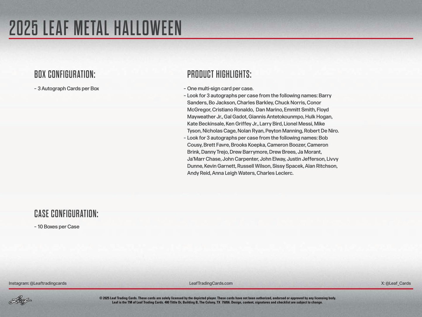 2025 Leaf Metal Halloween Hobby Box | Columbia Sports Cards - Columbia Hobby - Sports Card Boxes - Toploaders - Card Savers