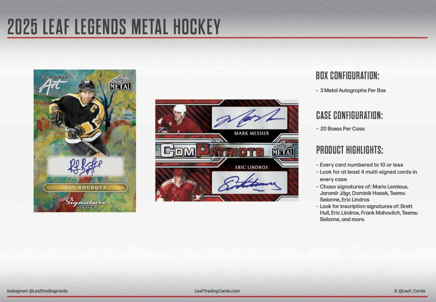 2025 Leaf Metal Legends Hockey Hobby Box - Columbia Hobby - Sports Card Boxes - Toploaders - Card Savers