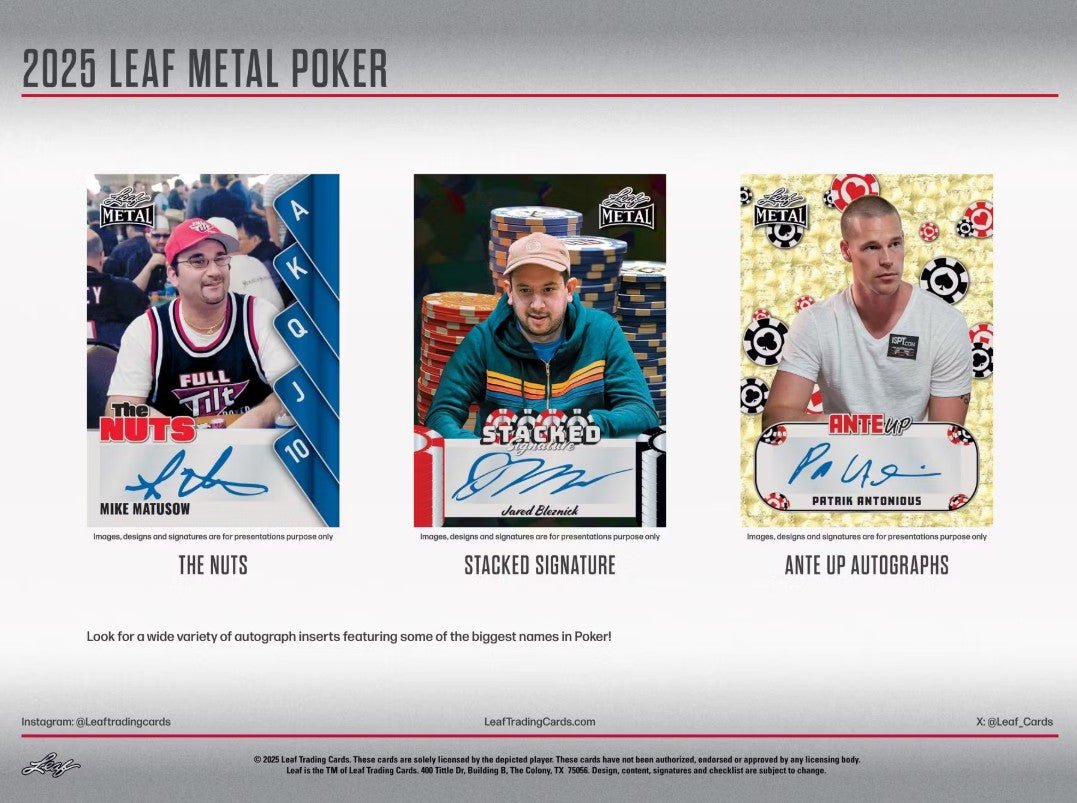 2025 Leaf Metal Poker Hobby Box - Columbia Hobby - Sports Card Boxes - Toploaders - Card Savers