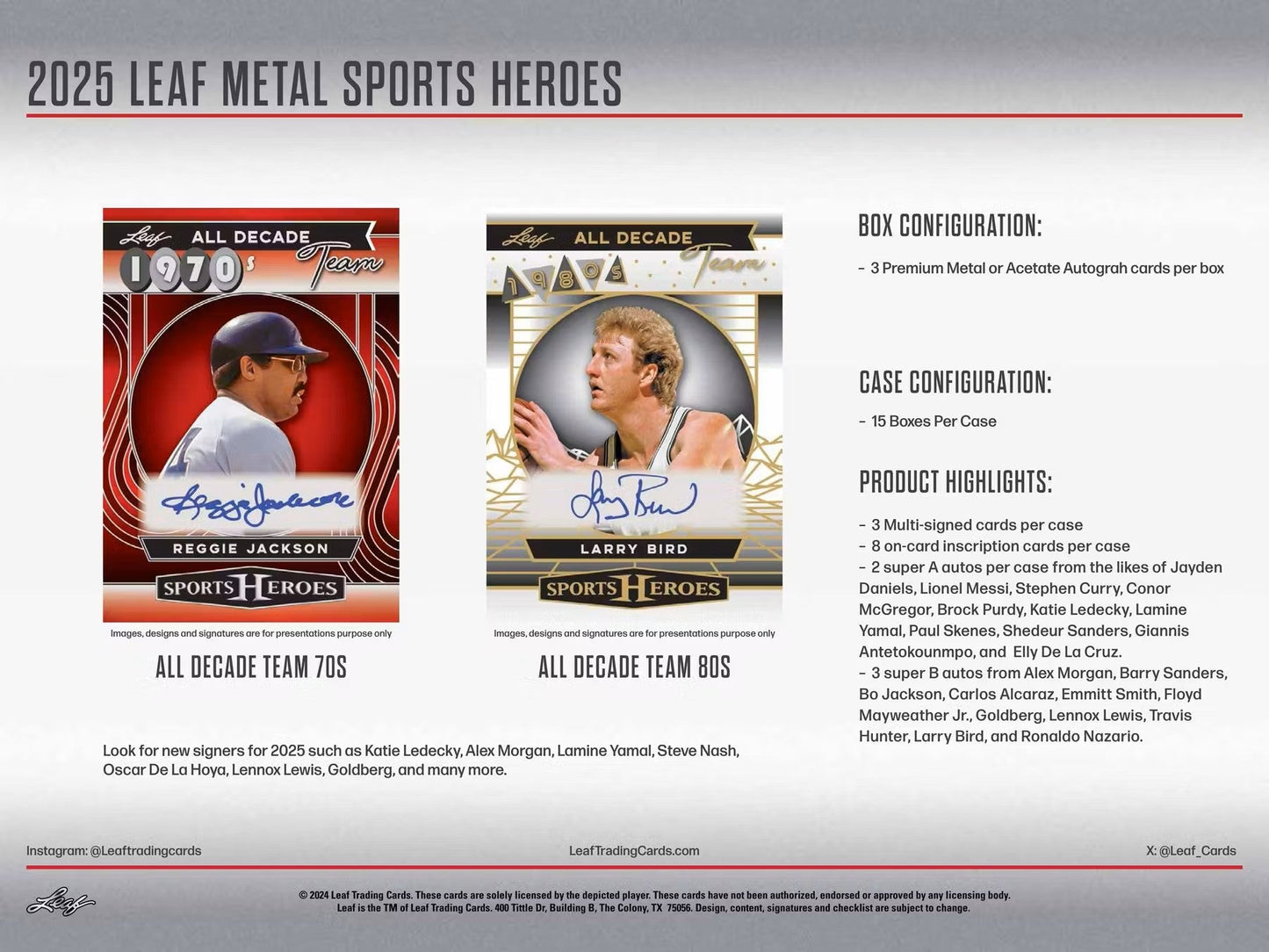 2025 Leaf Metal Sports Heroes Hobby Box - Columbia Hobby - Sports Card Boxes - Toploaders - Card Savers