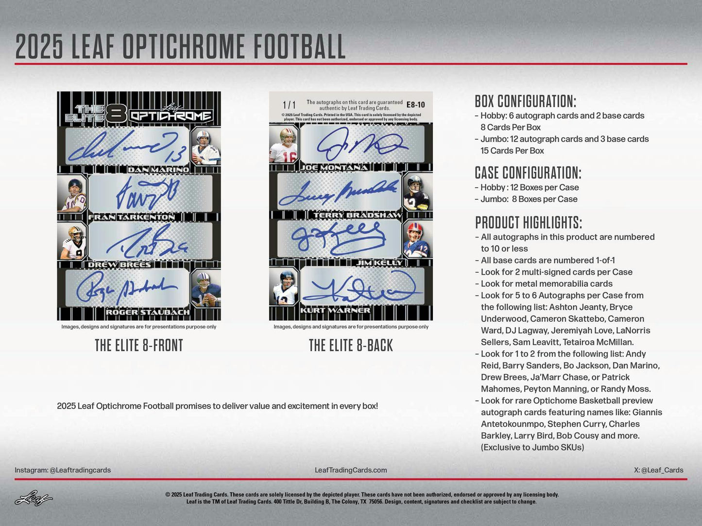 2025 Leaf Optichrome Football Hobby Box | Columbia Sports Cards - Columbia Hobby - Sports Card Boxes - Toploaders - Card Savers