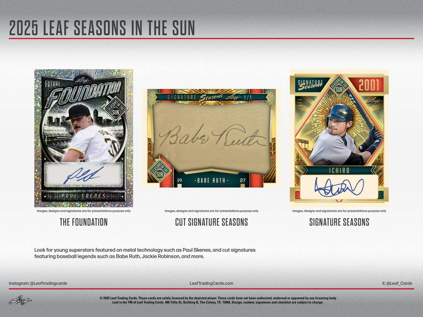 2025 Leaf Seasons in the Sun Baseball Hobby Box - Columbia Hobby - Sports Card Boxes - Toploaders - Card Savers