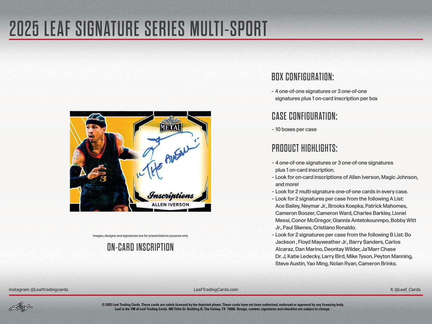 2025 Leaf Signature Series Multi - Sports Hobby - Columbia Hobby - Sports Card Boxes - Toploaders - Card Savers