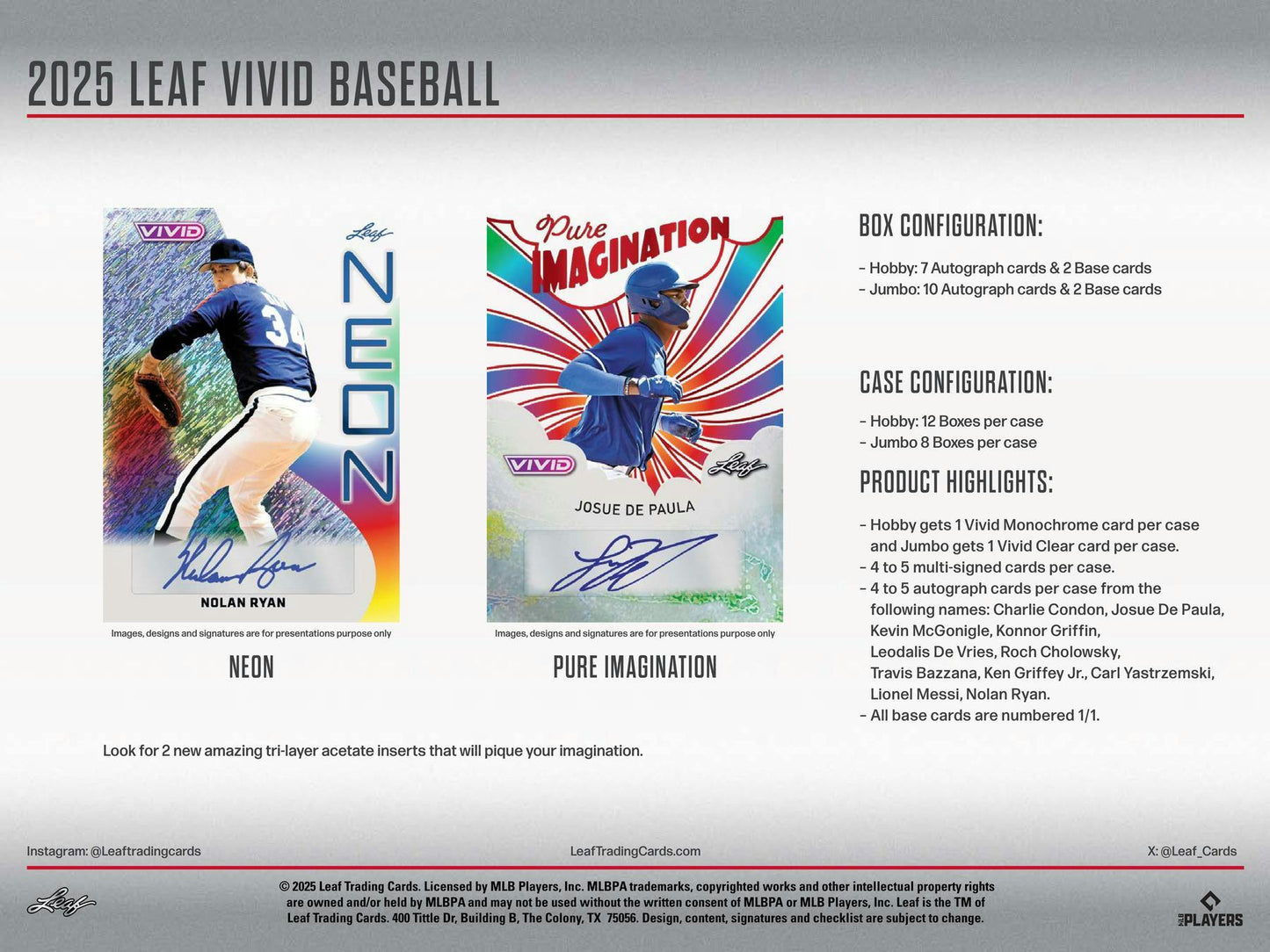 2025 Leaf Vivid Baseball Hobby Box | Columbia Sports Cards - Columbia Hobby - Sports Card Boxes - Toploaders - Card Savers
