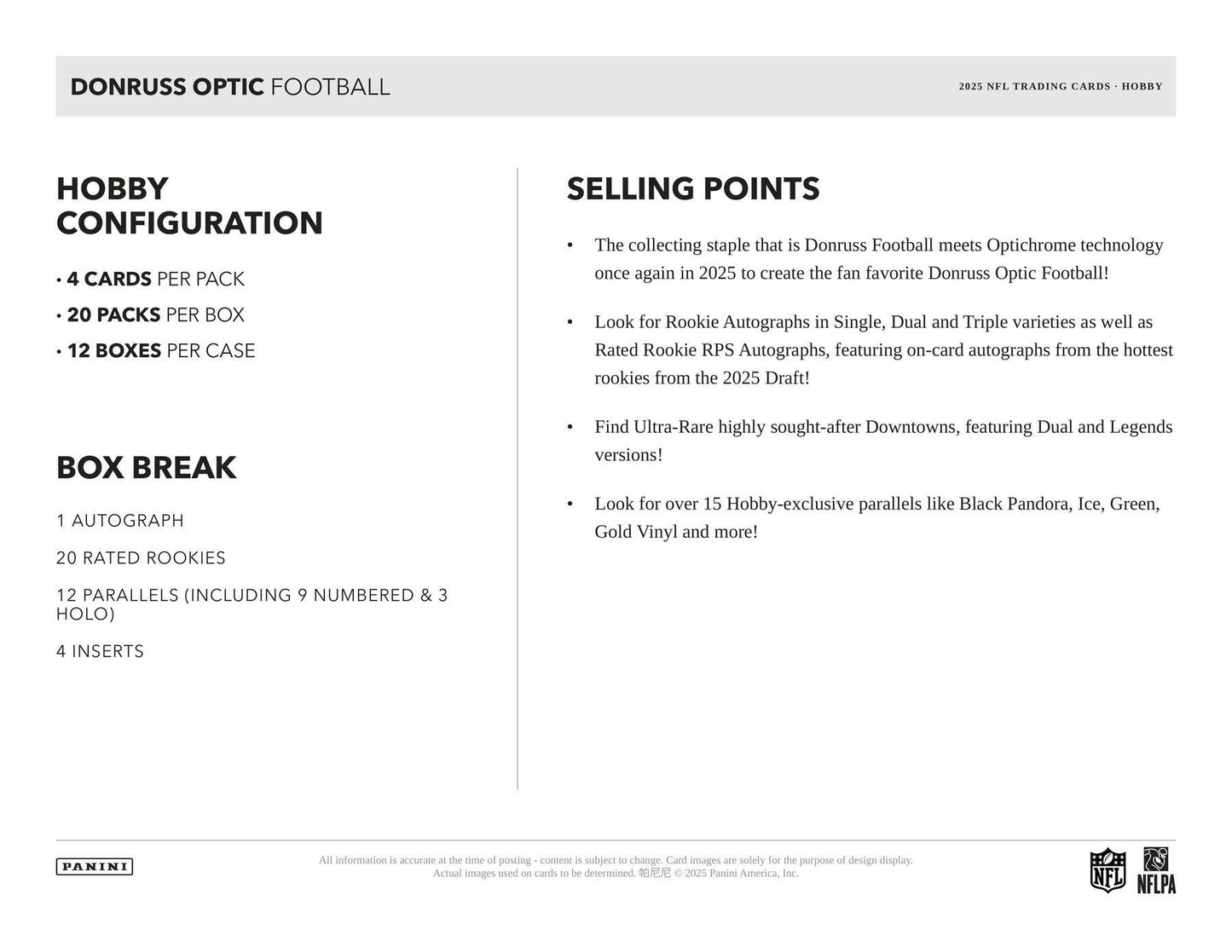 2025 Panini Donruss Optic Football Hobby Box | Columbia Sports Cards - Columbia Hobby - Sports Card Boxes - Toploaders - Card Savers