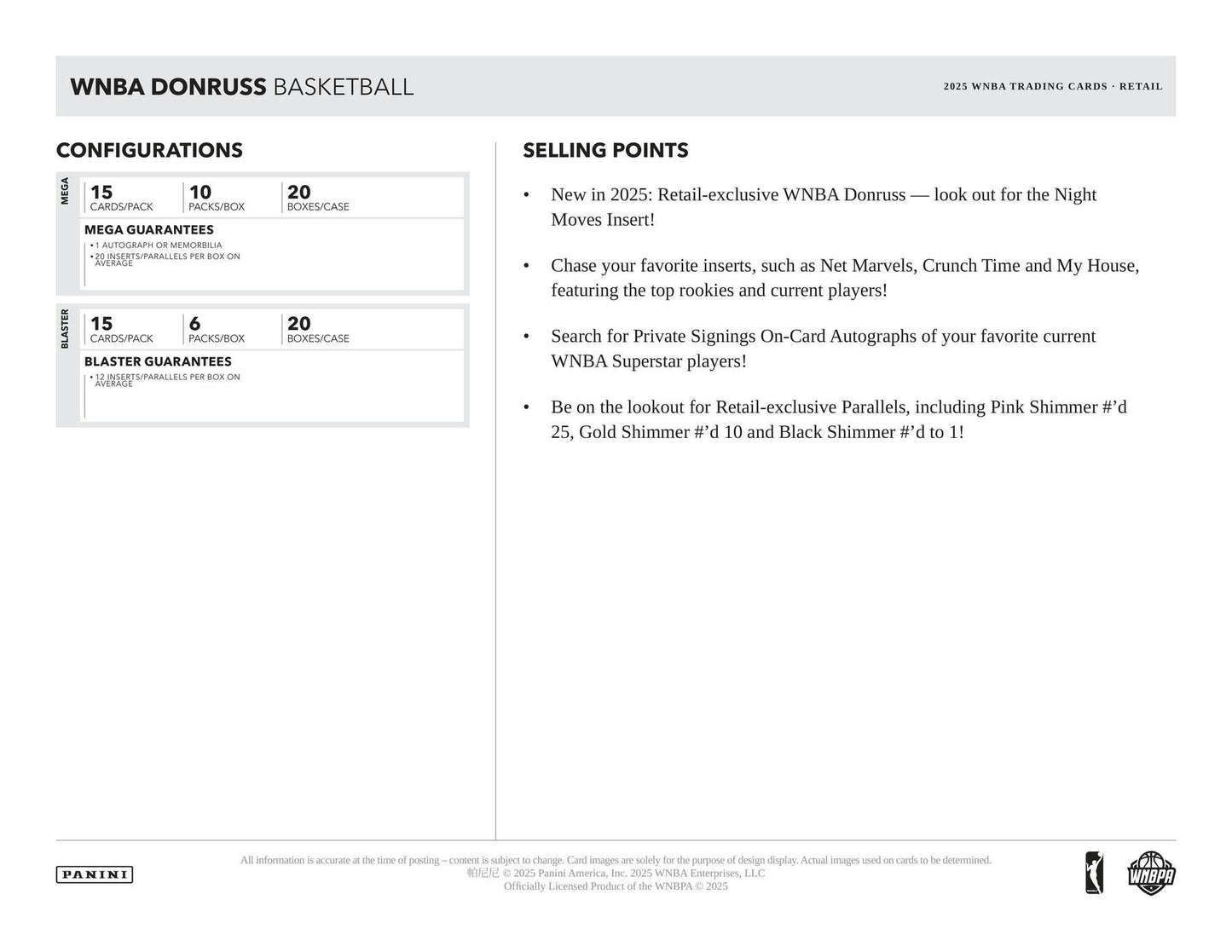 2025 Panini Donruss WNBA Basketball 6 - Pack Blaster Box | Columbia Sports Cards - Columbia Hobby - Sports Card Boxes - Toploaders - Card Savers