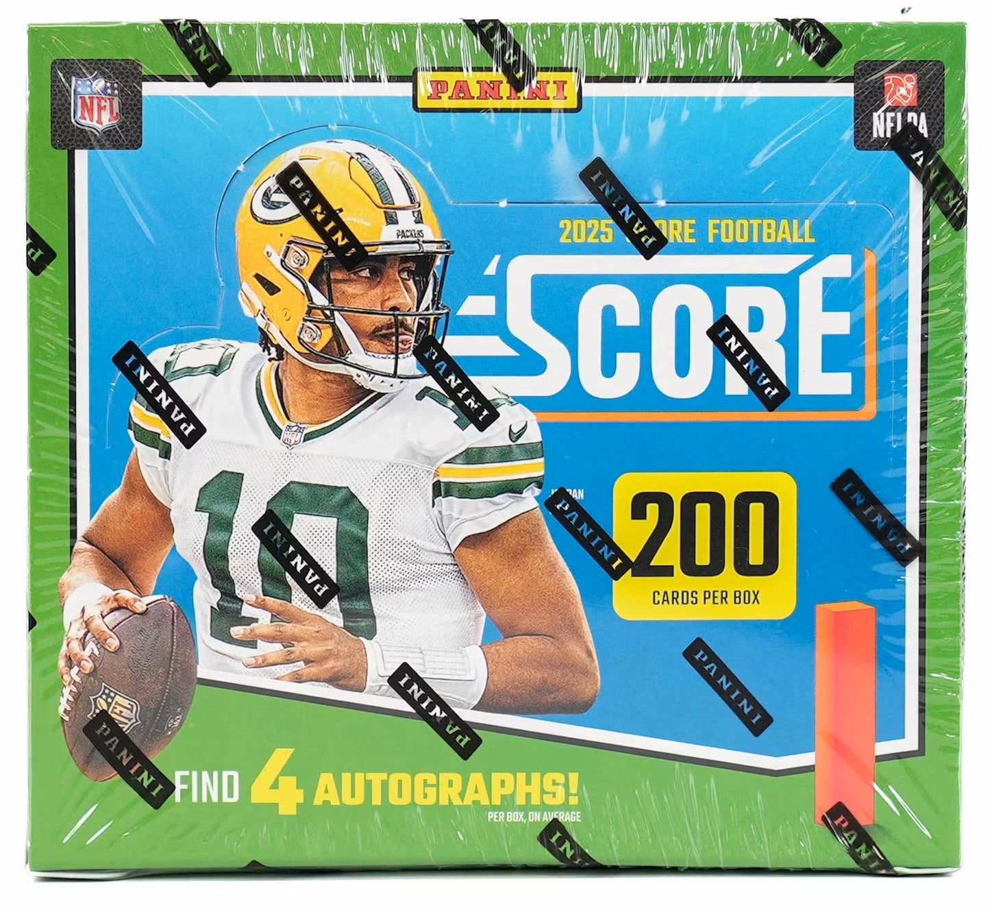 2025 Panini Score Football Hobby Box sealed front
Score Football 2025 trading cards rookie autographs
Panini NFL Score hobby box cards with Intergalactic inserts