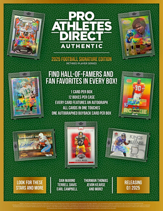 2025 Pulse Pro Athletes Direct Authentic Retired Signature Edition Football - Columbia Hobby - Sports Card Boxes - Toploaders - Card Savers