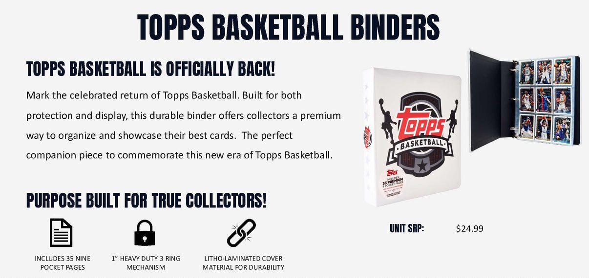 2025 Topps Basketball Flagship Binder | Columbia Sports Cards - Columbia Hobby - Sports Card Boxes - Toploaders - Card Savers