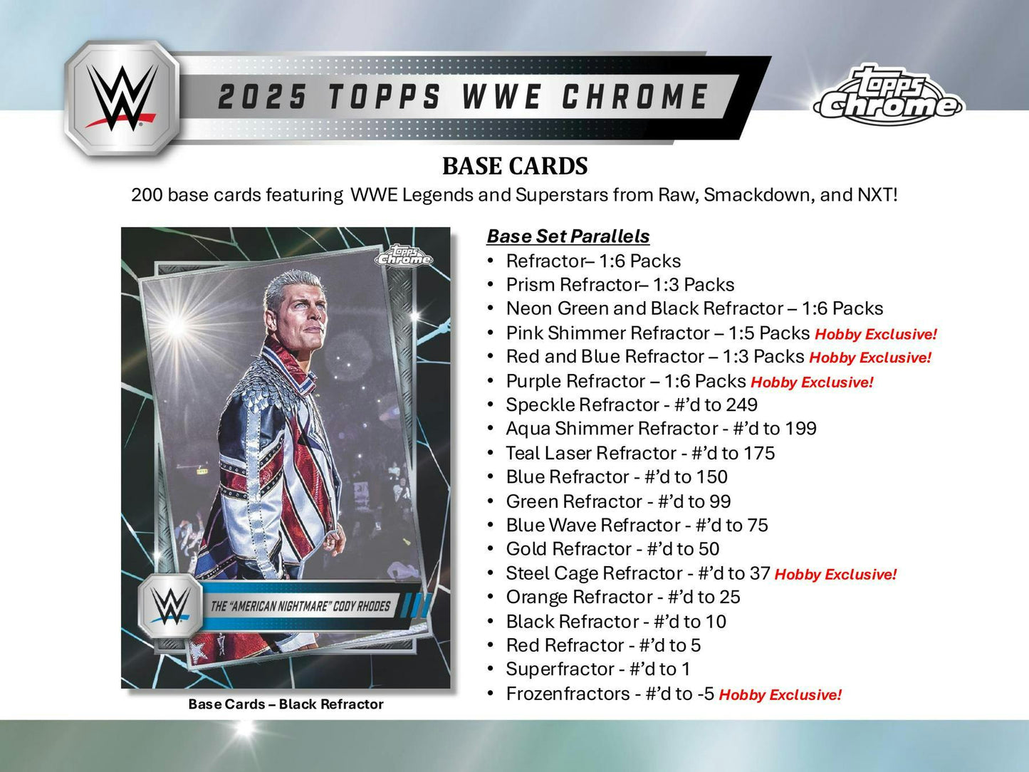 2025 Topps Chrome WWE Wrestling Hobby Box - Columbia Hobby - Sports Card Boxes - Toploaders - Card Savers