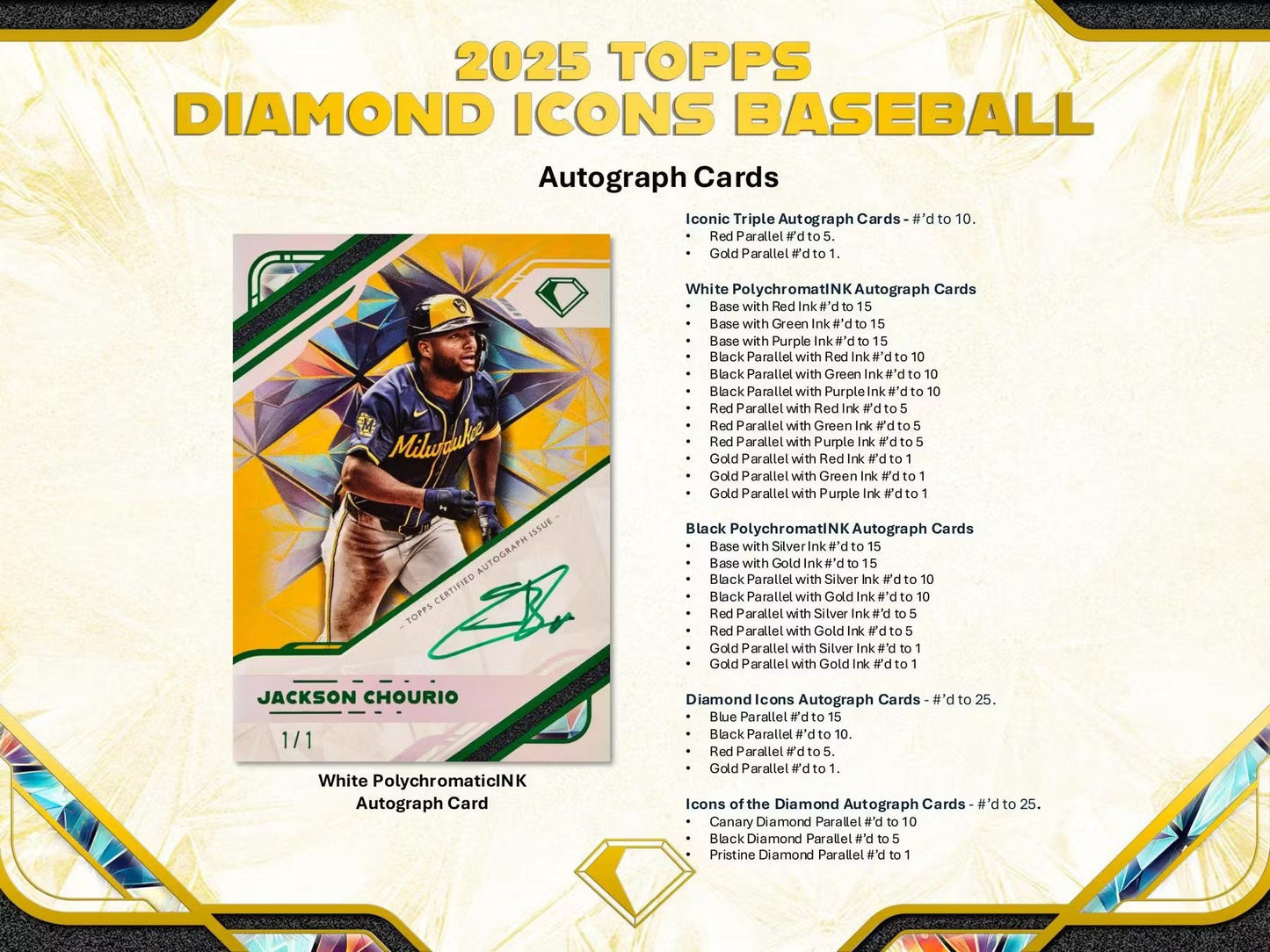 2025 Topps Diamond Icons Baseball Hobby Box - Columbia Hobby - Sports Card Boxes - Toploaders - Card Savers